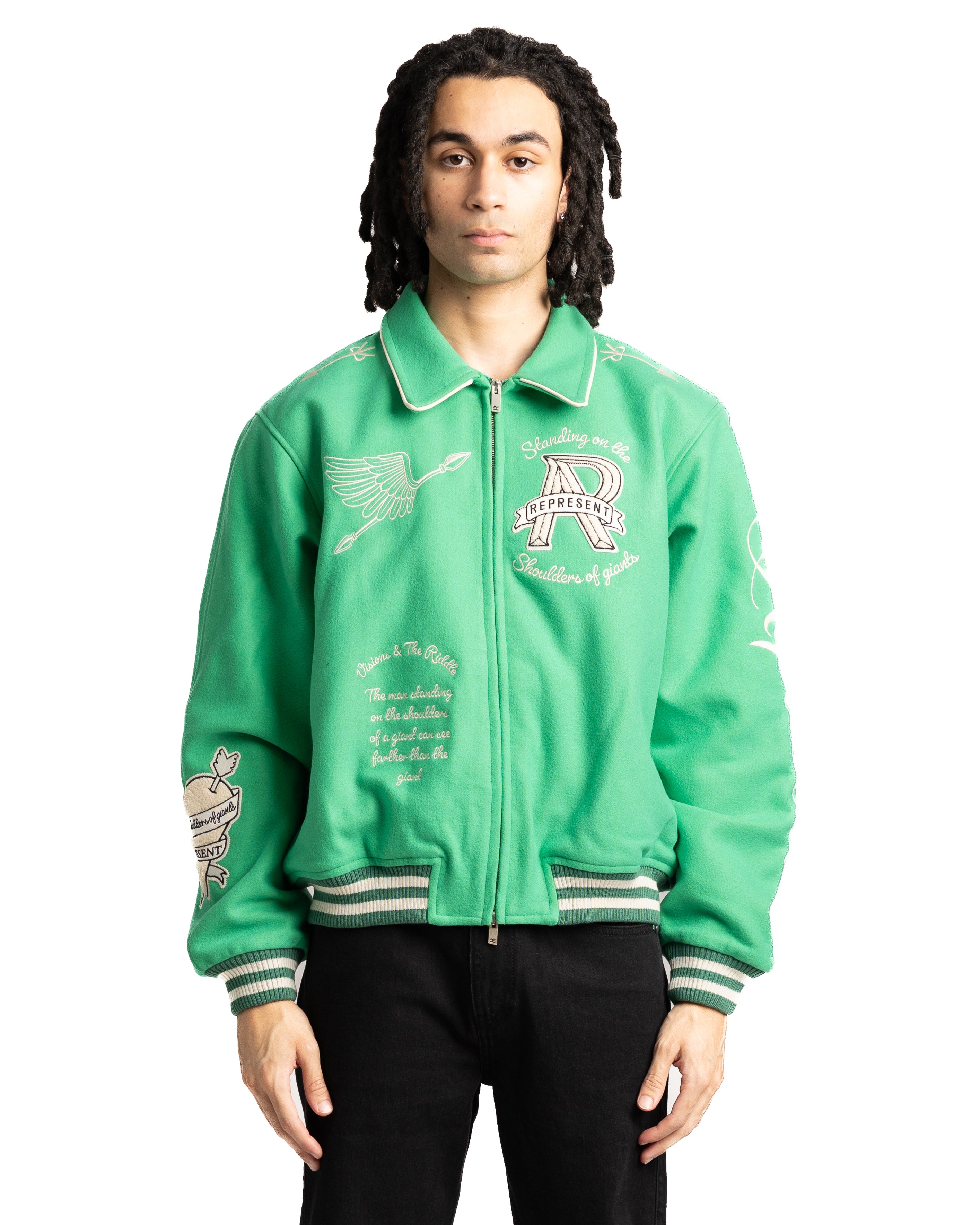 Green on sale varsity jacket