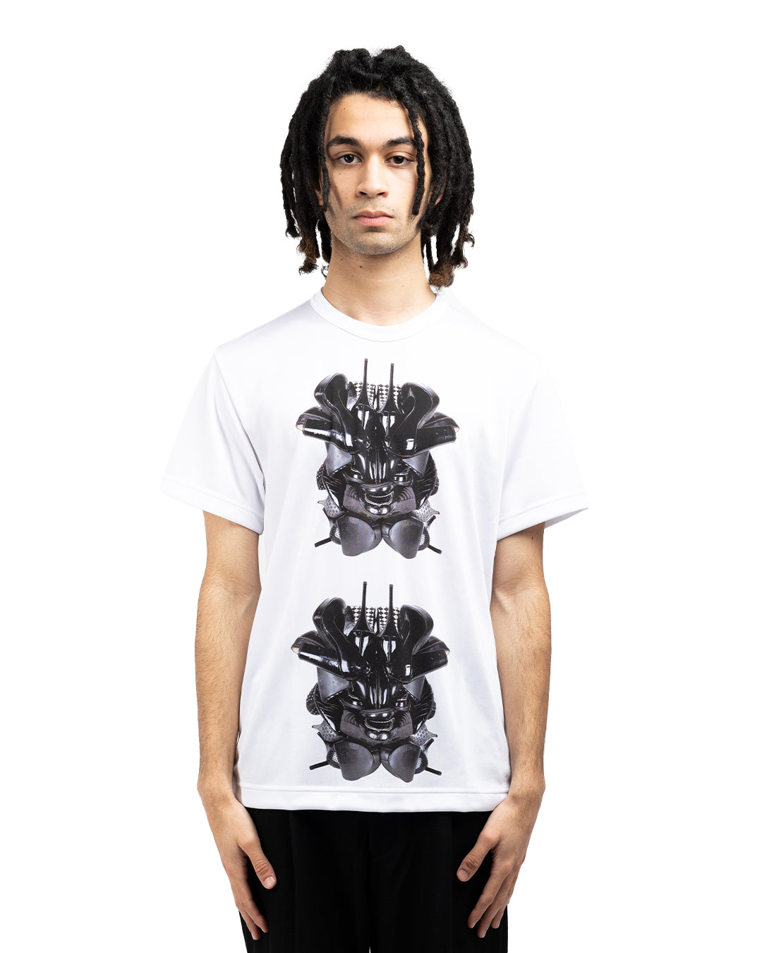 CDG Homme Plus PHT019 051 Double Graphic Print Tee White Cabinet Noir