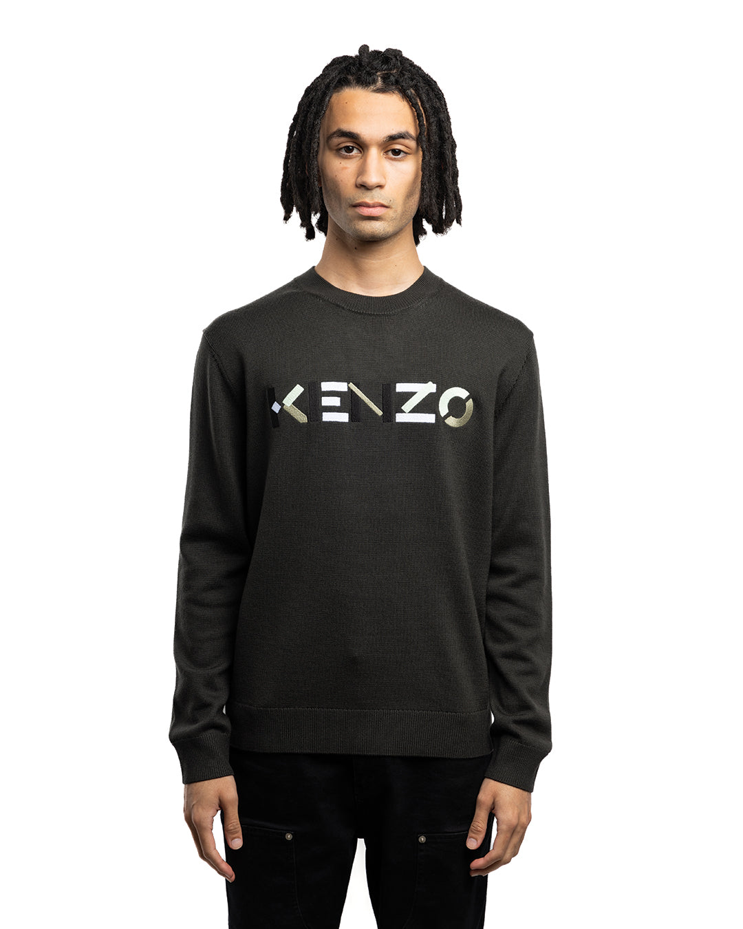 Kenzo Multicoloured Logo Knitwear Stone Grey