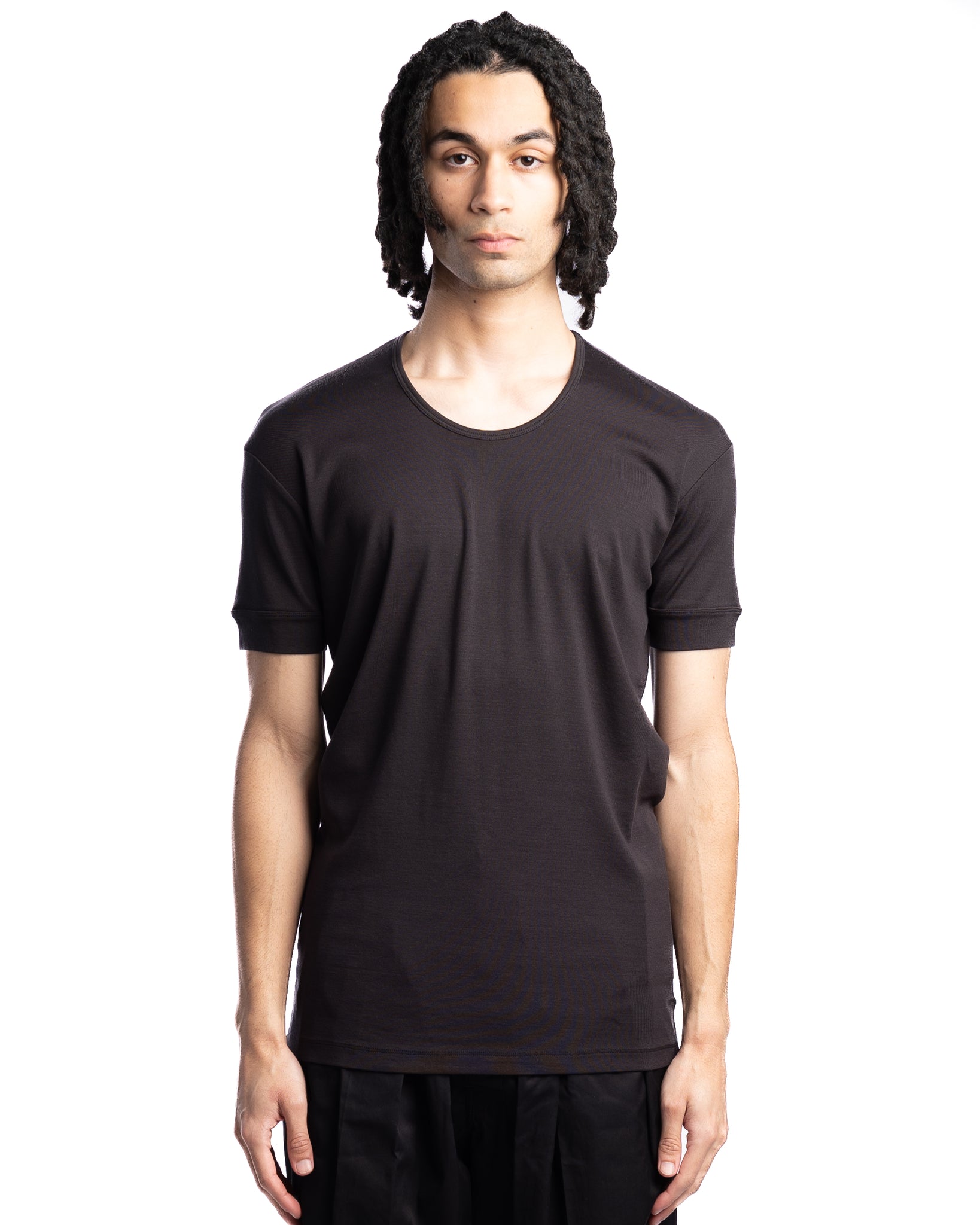 Lemaire Knitted Ribbed Tee Squid Ink