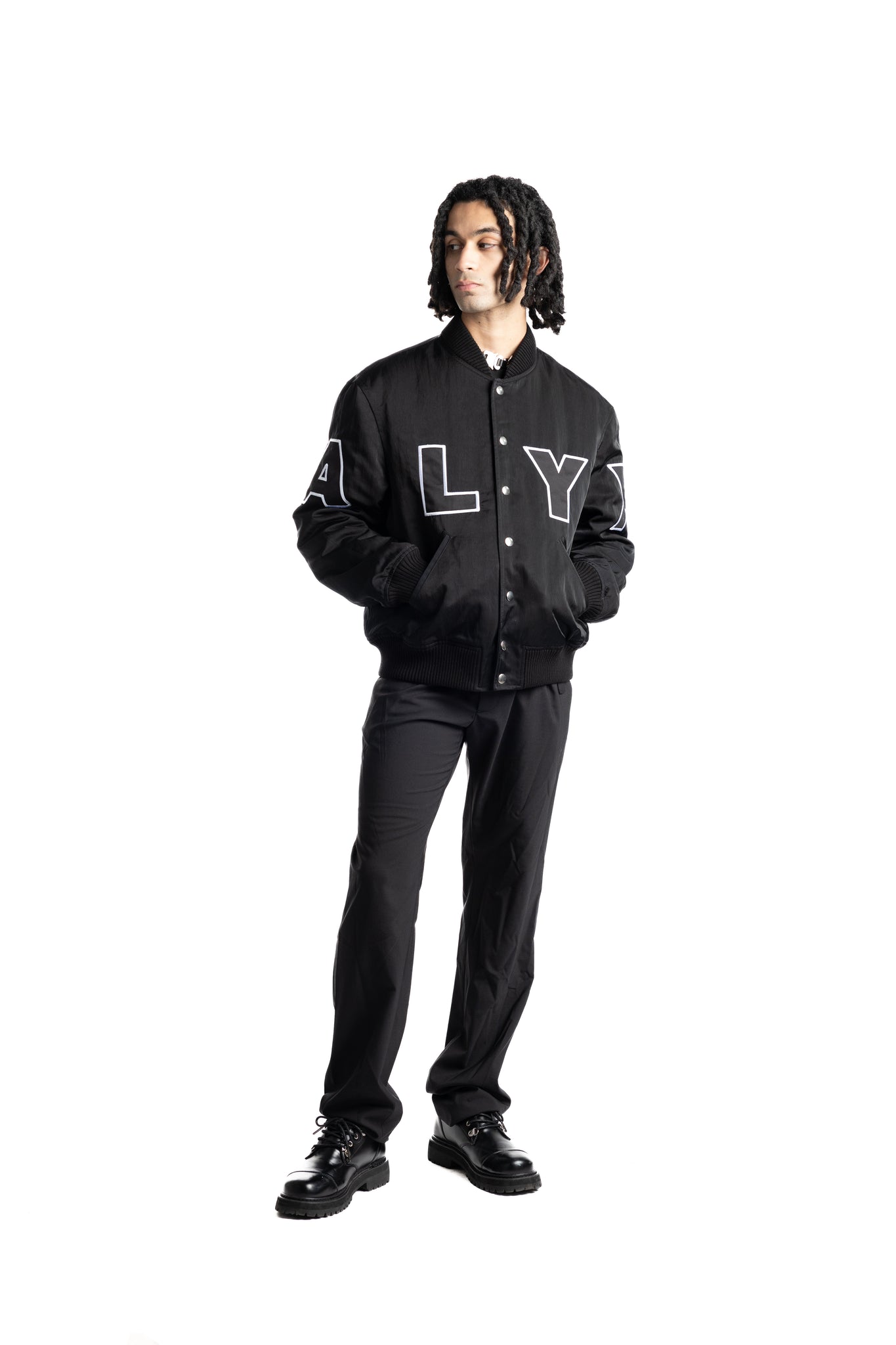 1017 ALYX 9SM Nylon Logo Varsity Jacket Black