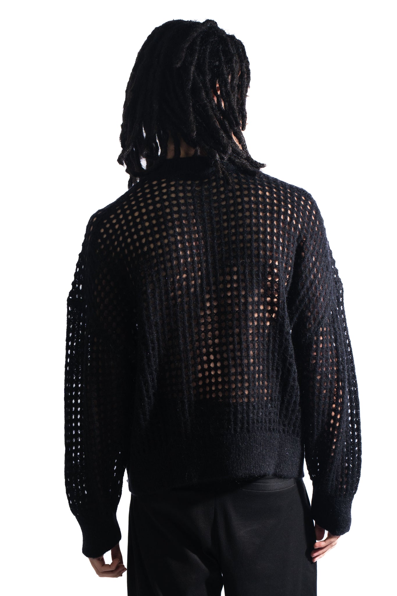 Cole Buxton Open Weave Knit Sweatshirt Black