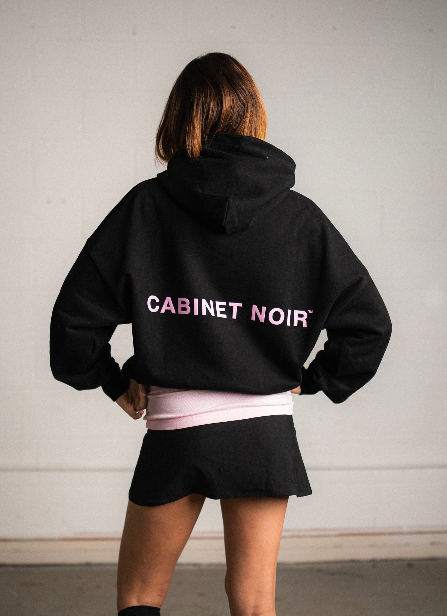 Cabinet Noir Pink Logo Hoodie Black