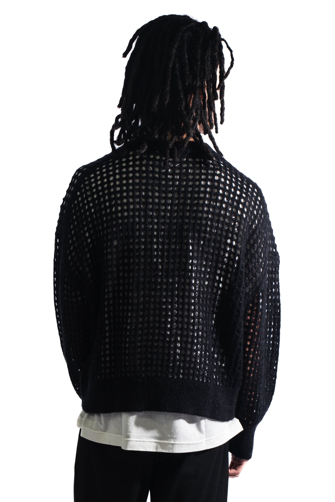 Cole Buxton Open Weave Knit Sweatshirt Black