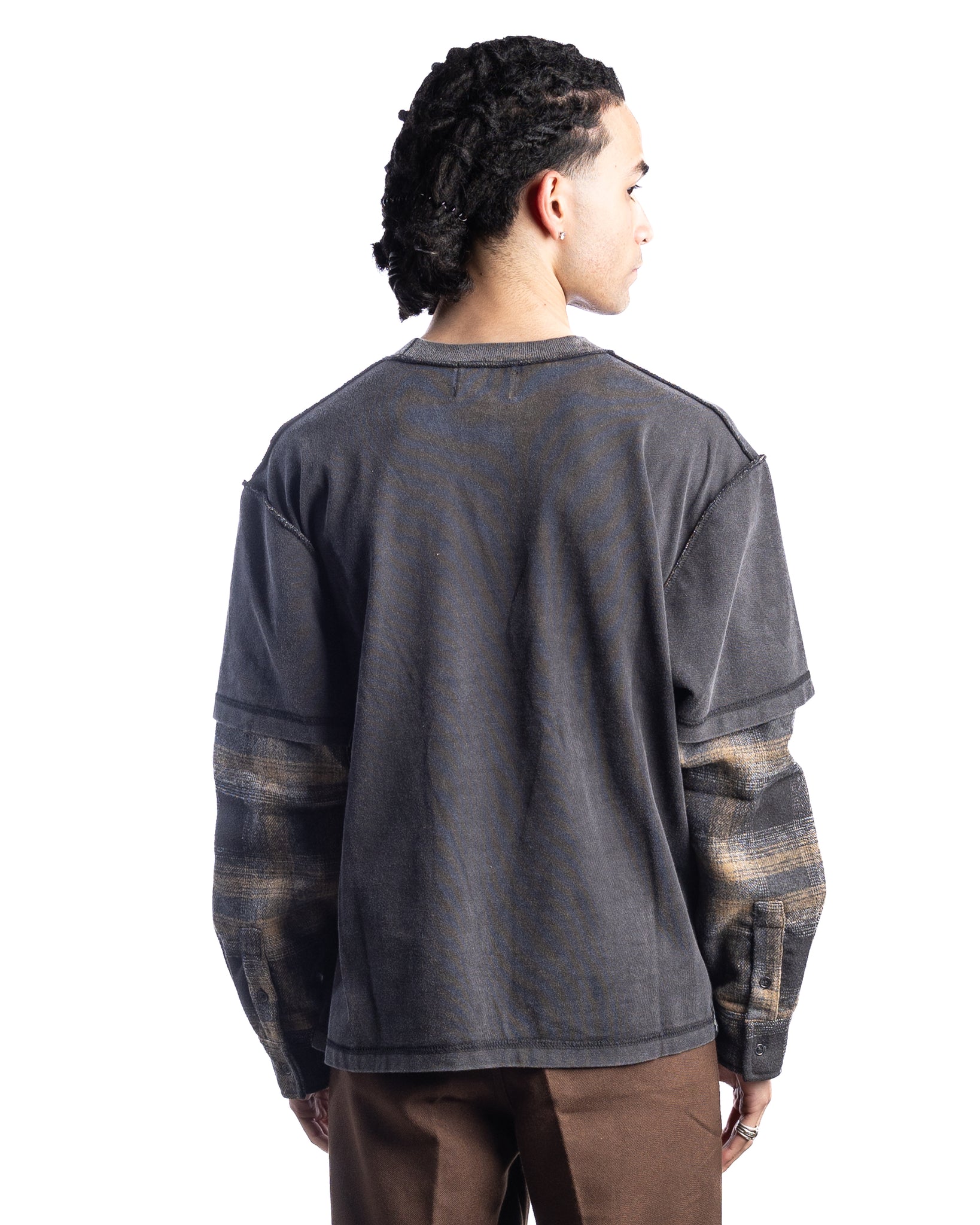 Beach Brains Dead End Shirt Plaid Sleeves LS Tee