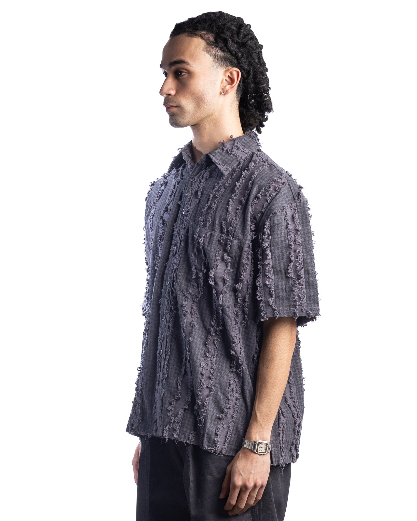 Beach Brains Frayed SS Shirt Charcoal