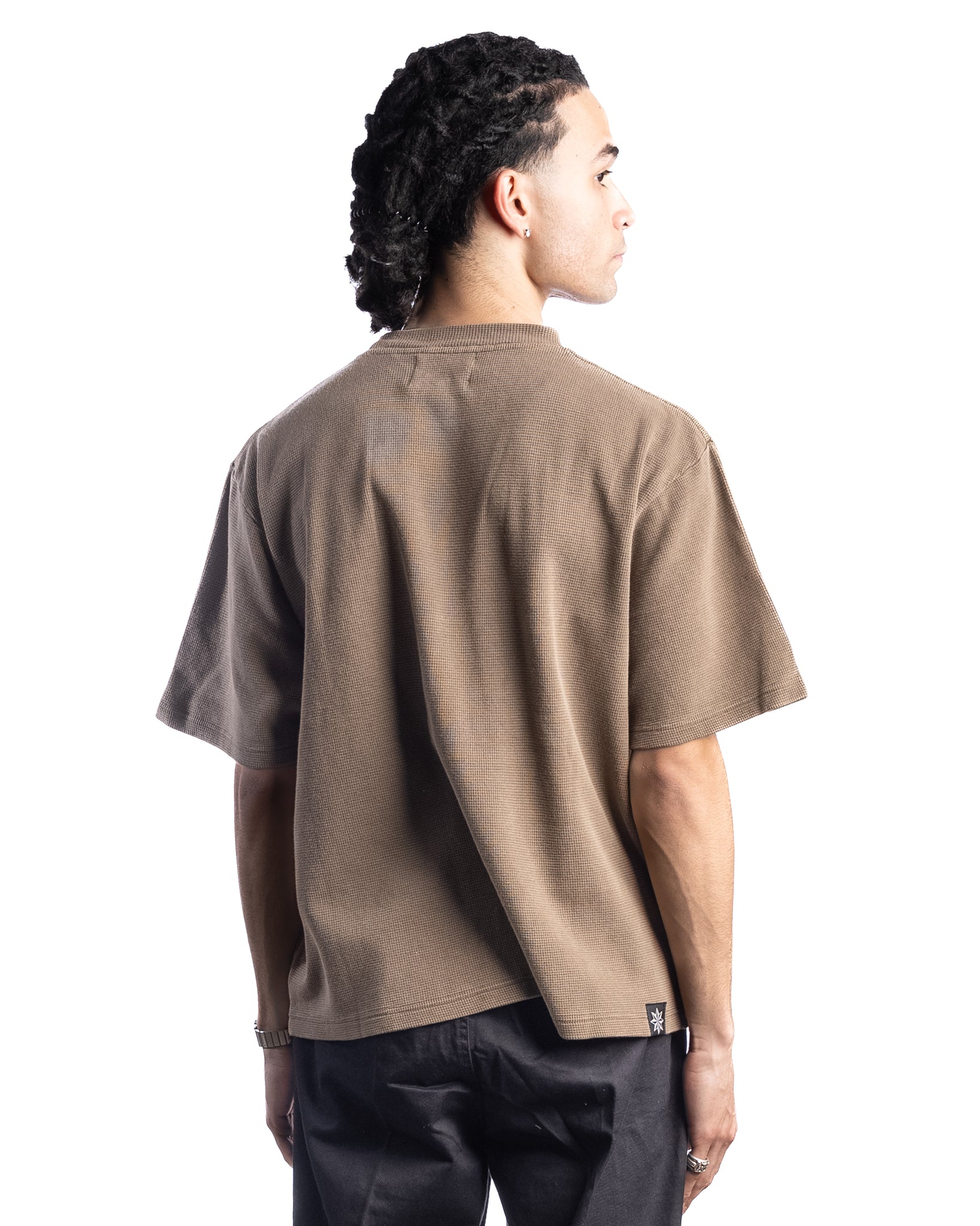 Beach Brains Waffle Boxy Tee Brown