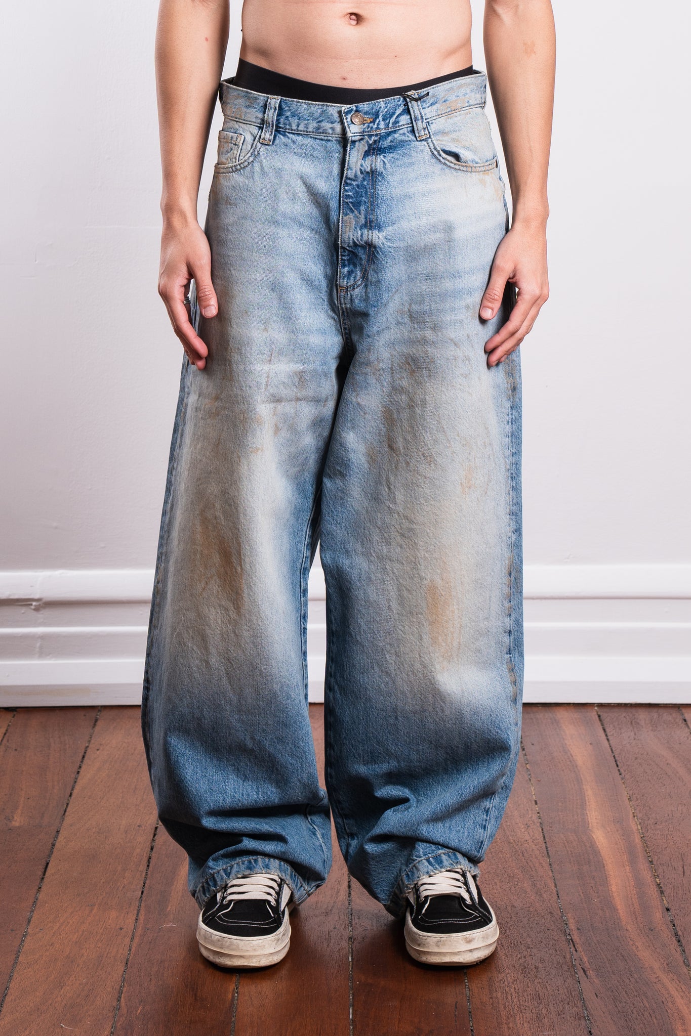 Boiler Room Printed 5 Pkt Jean Blue