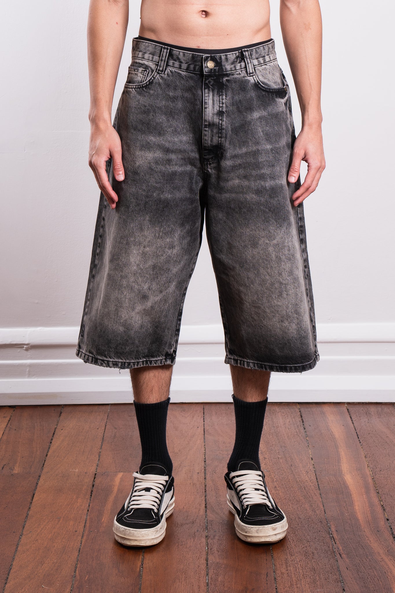 Boiler Room Cut Off Denim Shorts Black