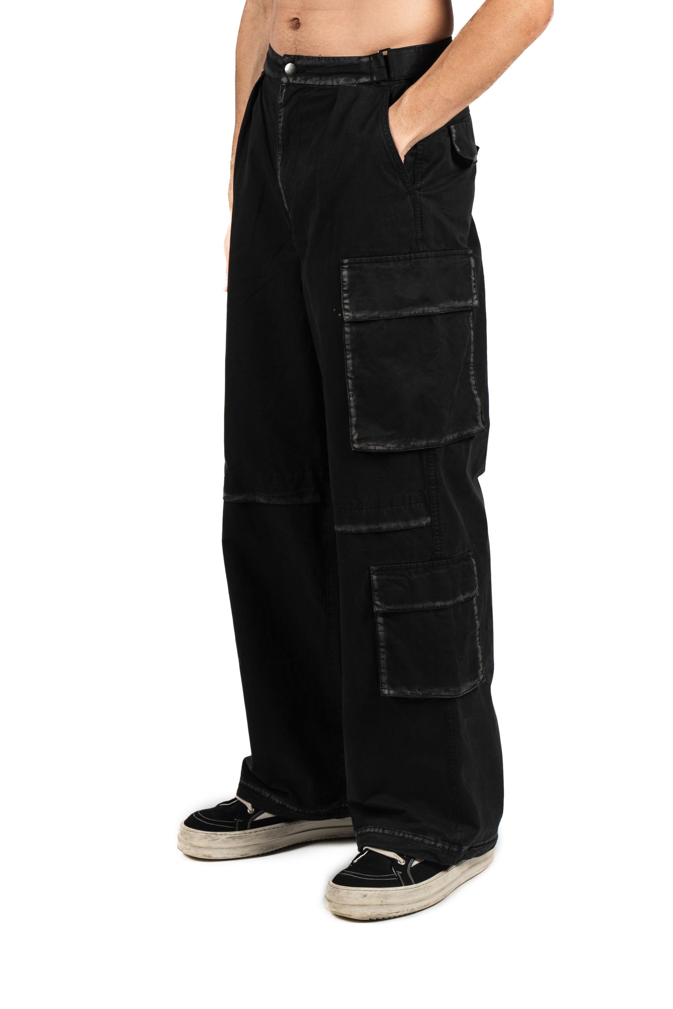 Boiler Room Worn Seam Cargo Pants Black