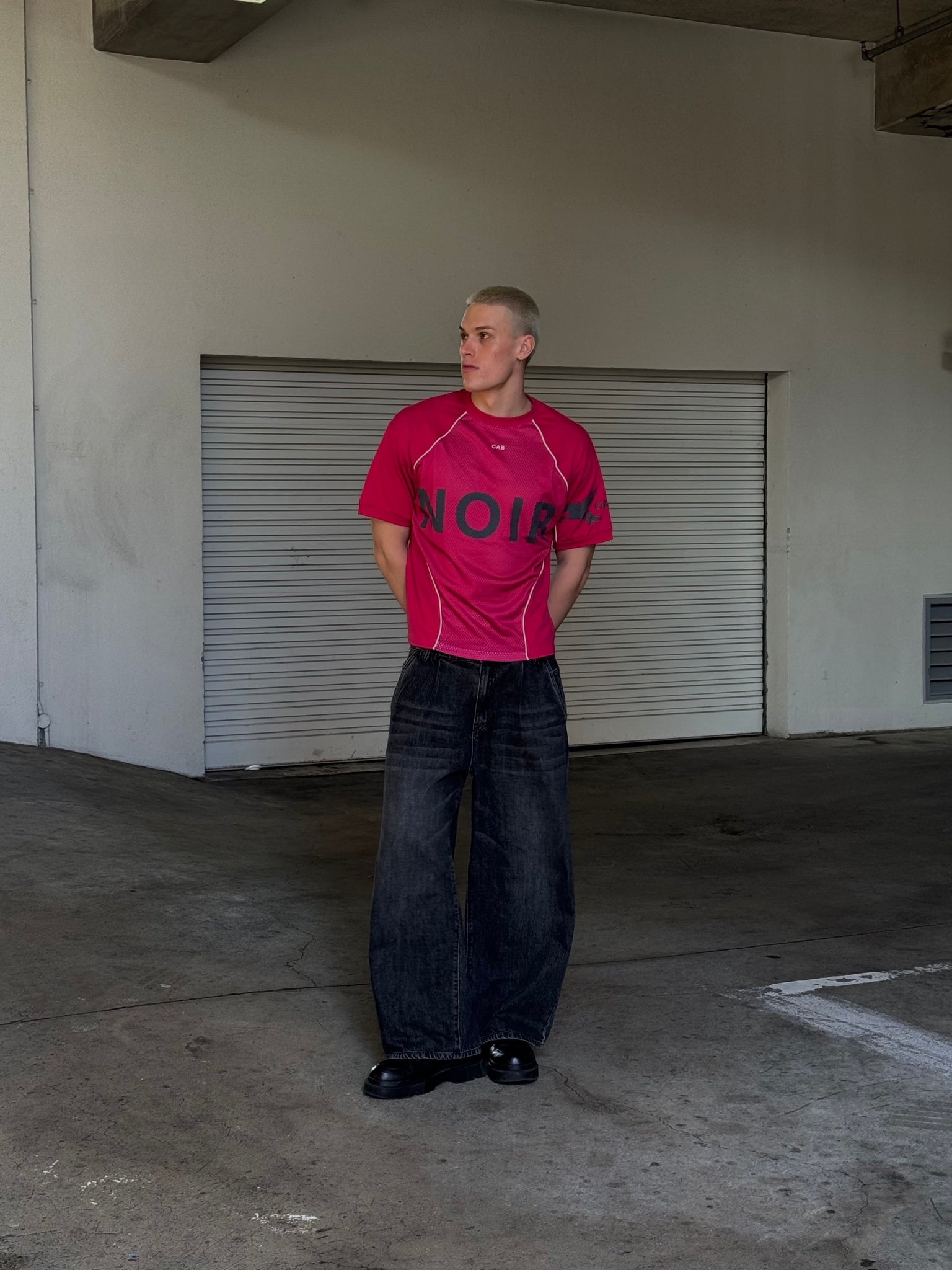 Cabinet Noir Offside Panelled Jersey Tee Burgundy