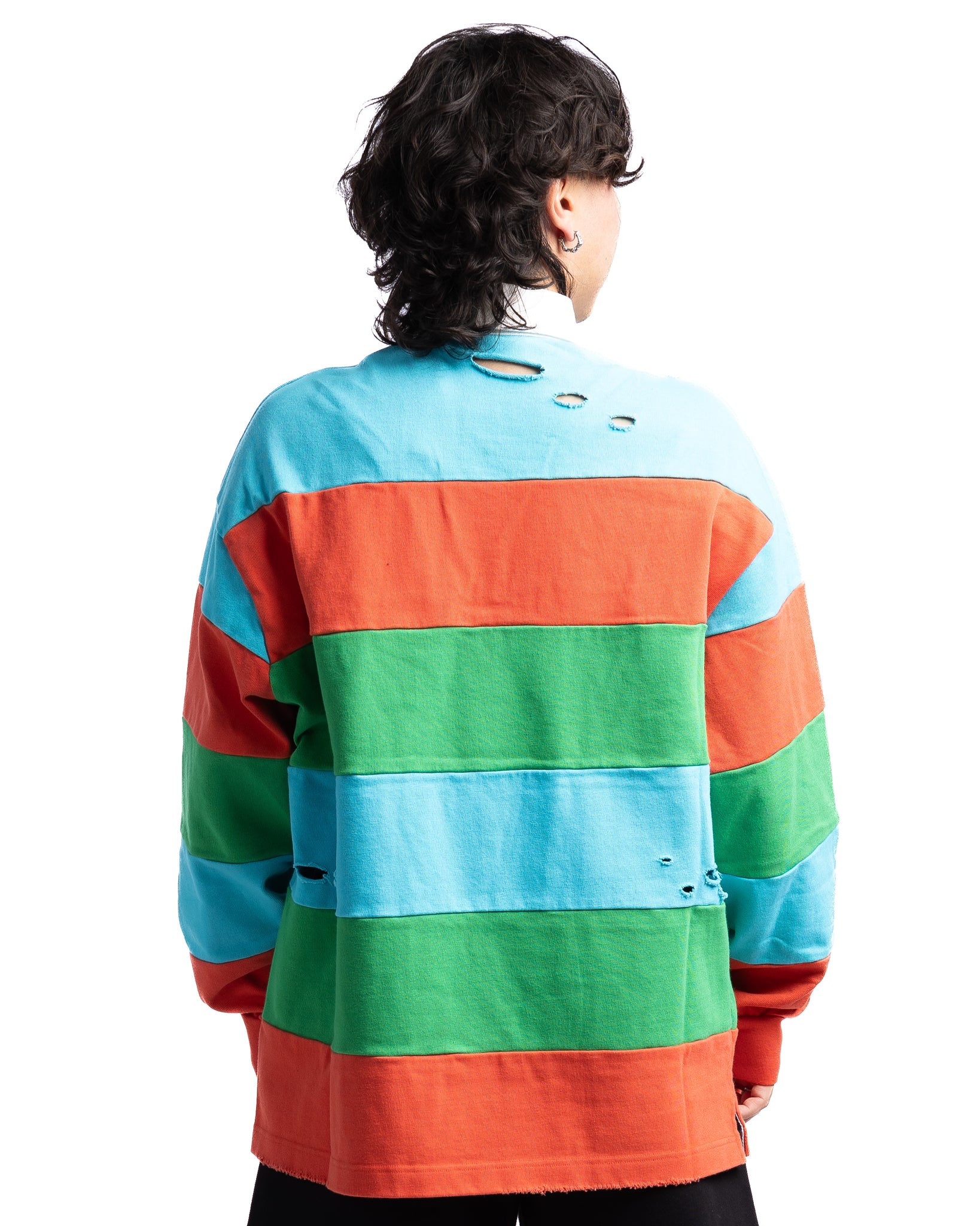 MOTR Polo LS Shirt Infrared/Turquoise Multi