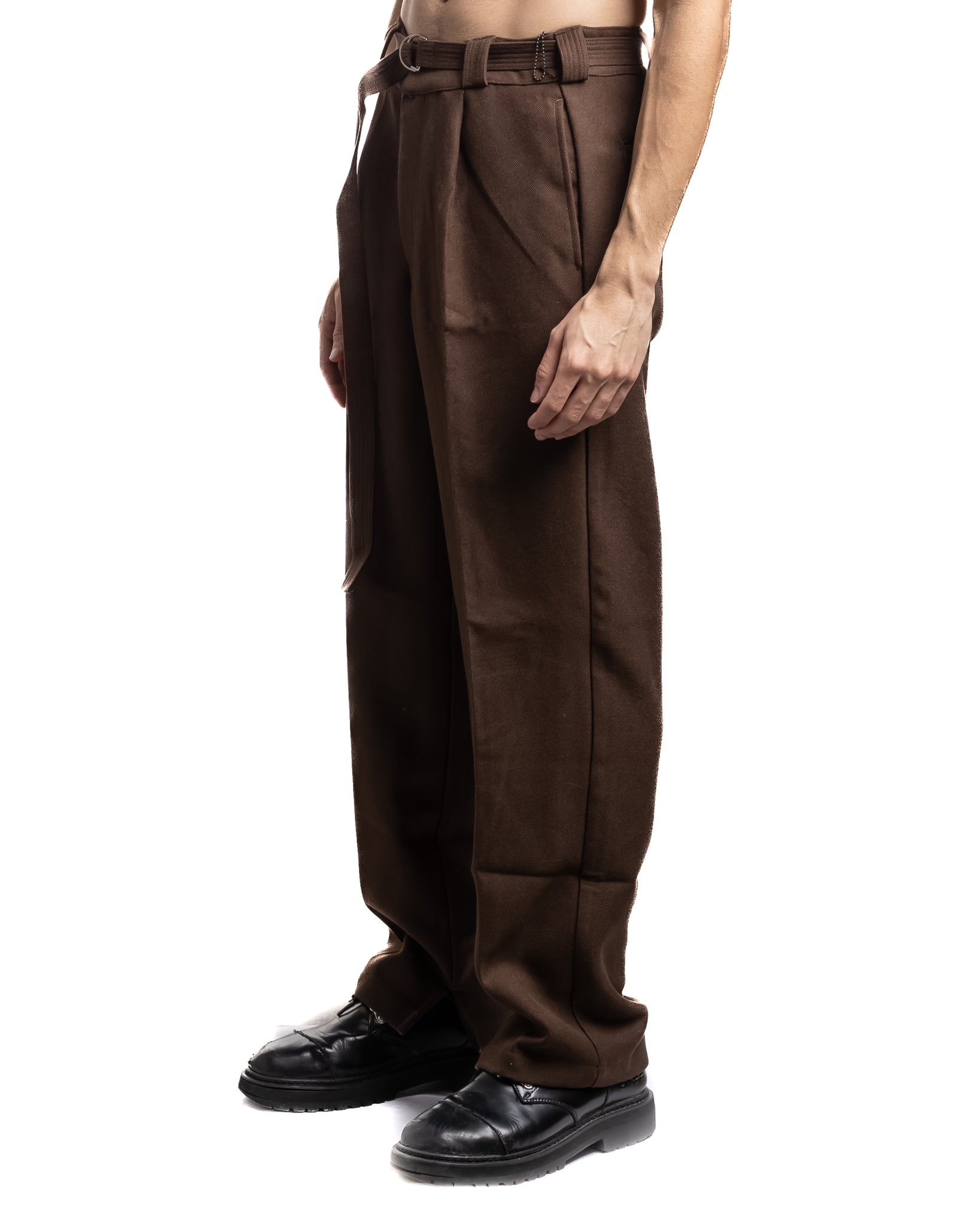 Beach Brains Pleated Suit Pant Brown