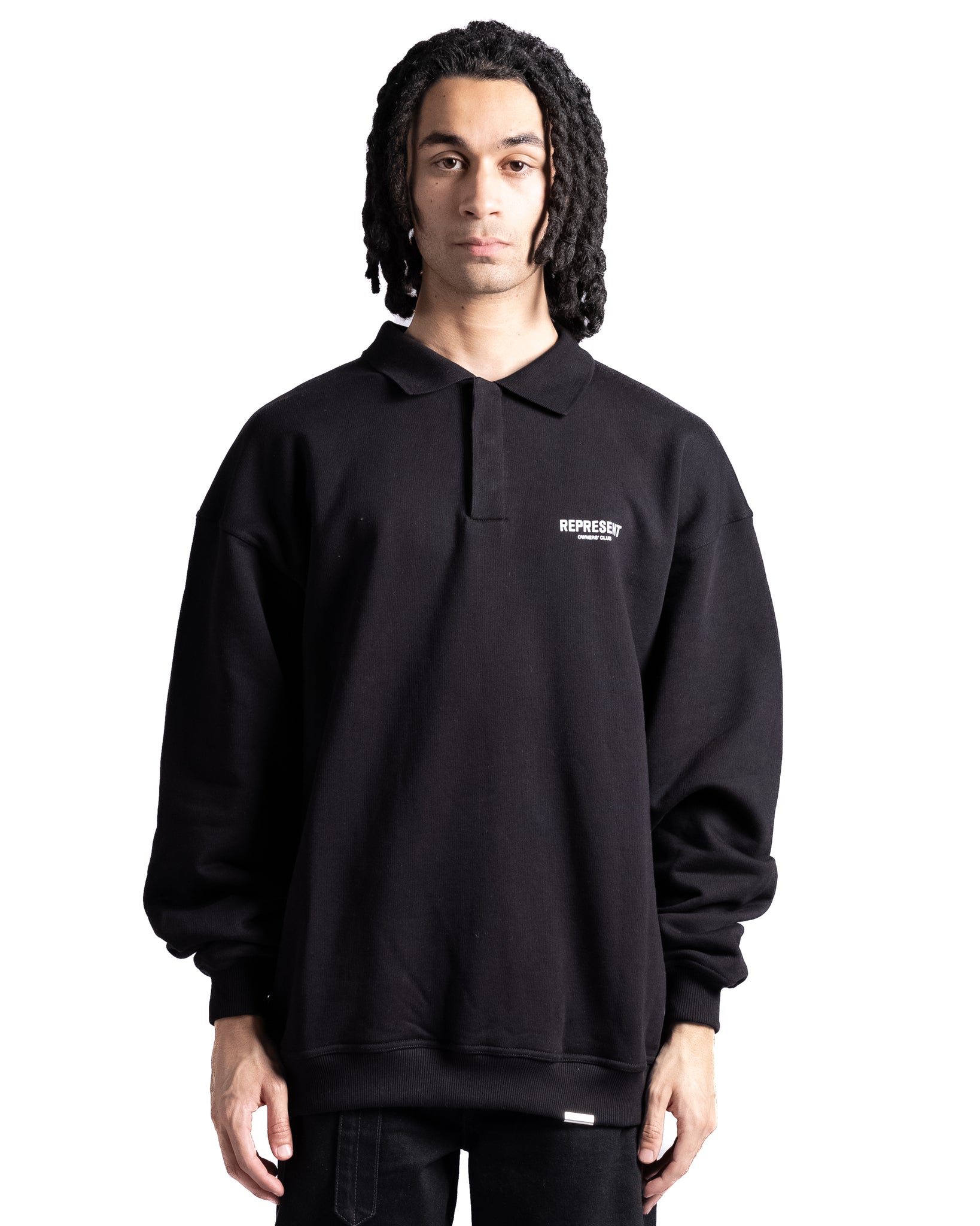 Represent Owners Club LS Polo Sweatshirt Black