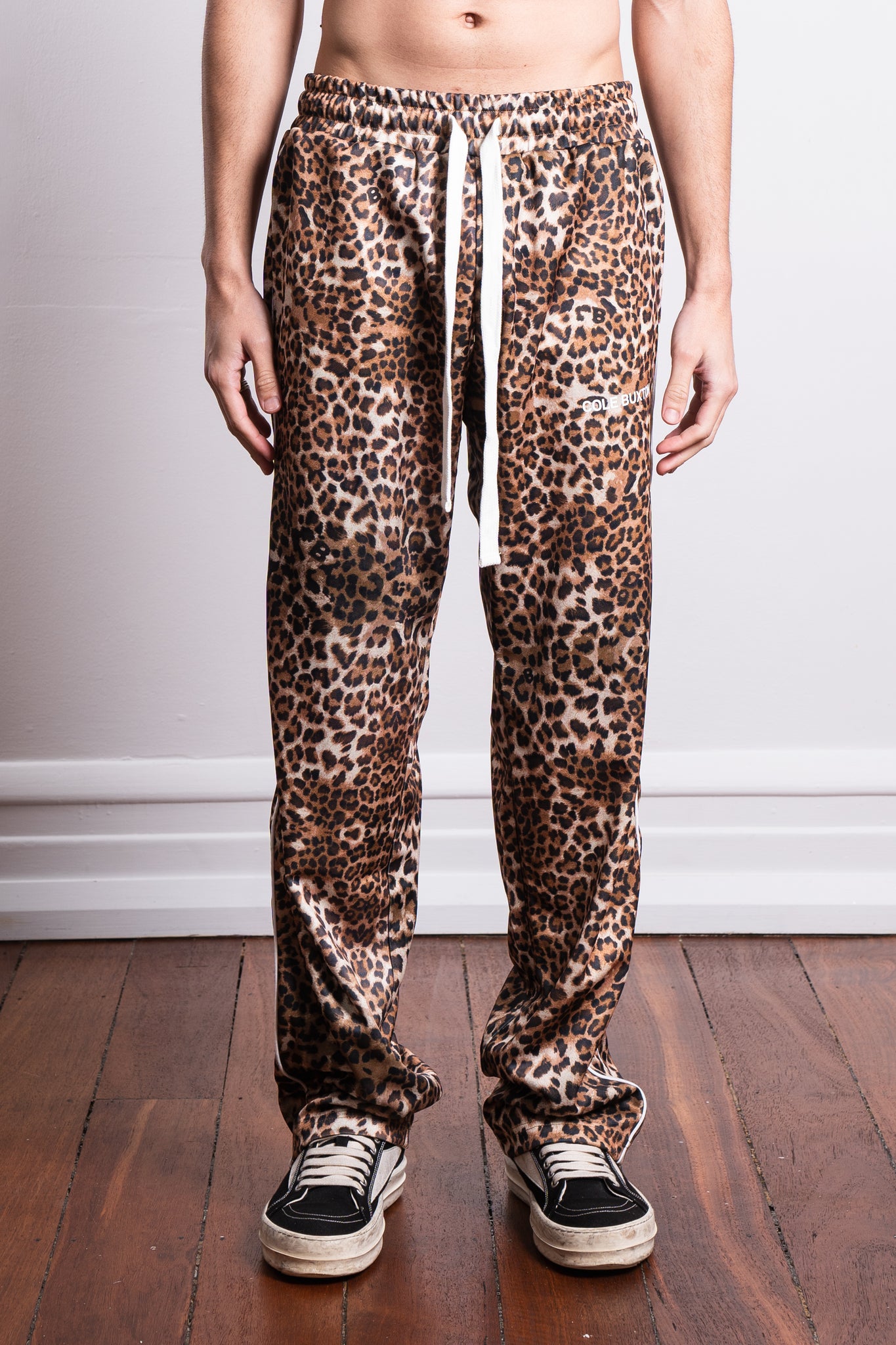 Cole Buxton Leopard Piped Track Pants Leopard