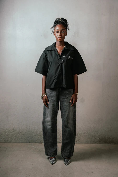 PIRASO DE TELA Boxy Cropped Shirt Black