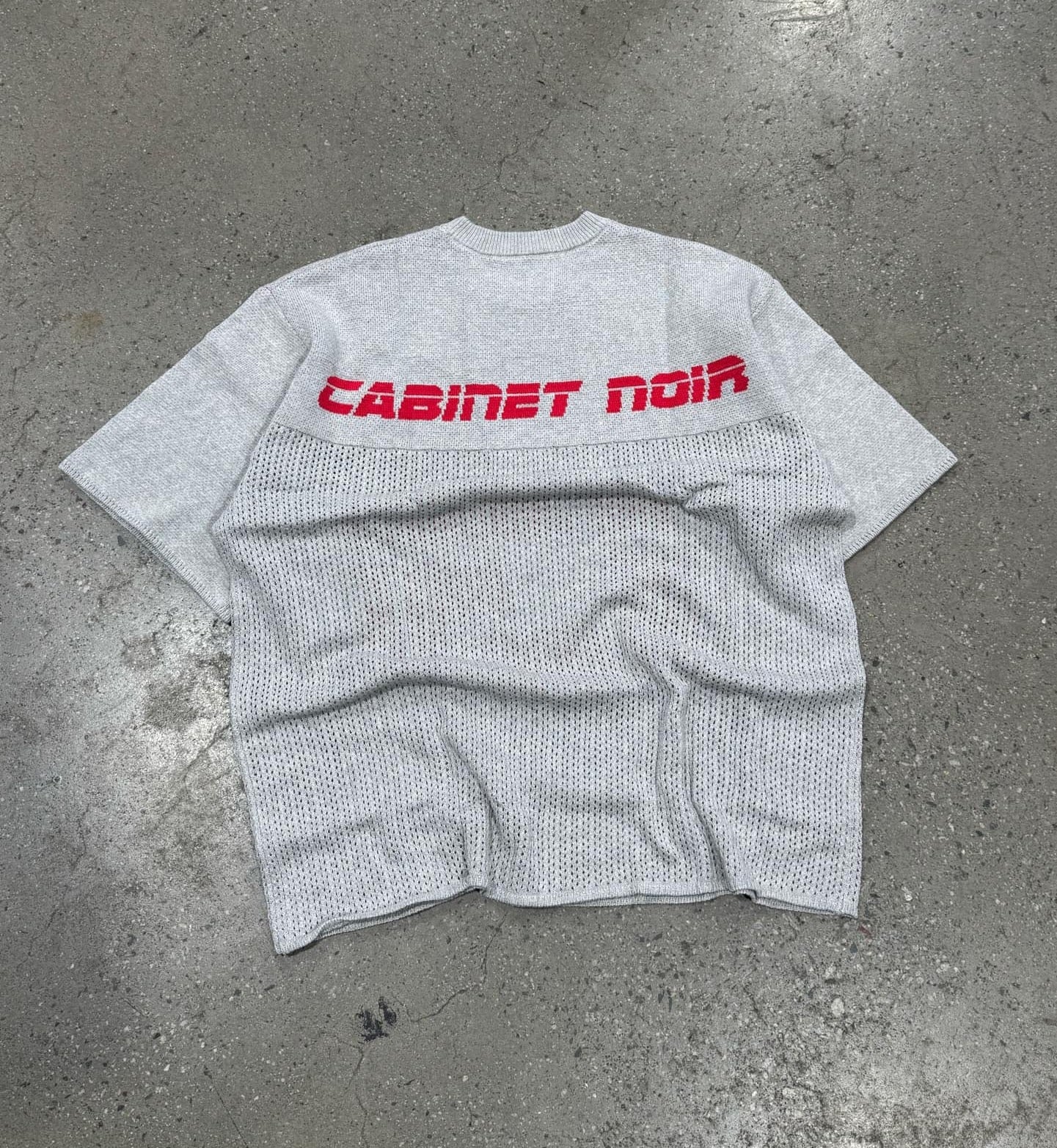 Cabinet Noir Sci-Fi Logo Mesh Knit Tee Grey