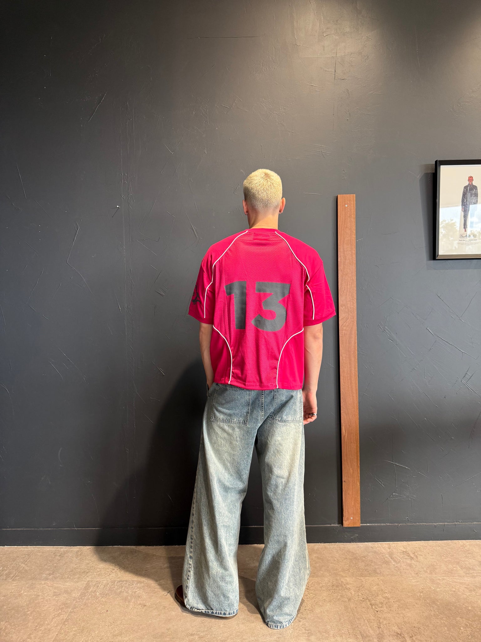 Cabinet Noir Offside Panelled Jersey Tee Burgundy