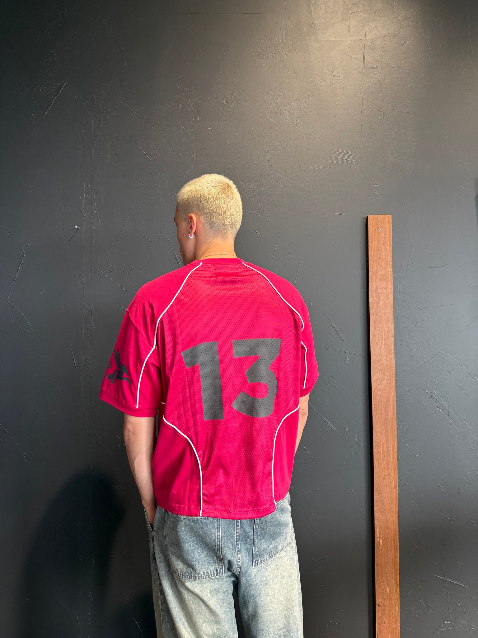 Cabinet Noir Offside Panelled Jersey Tee Burgundy