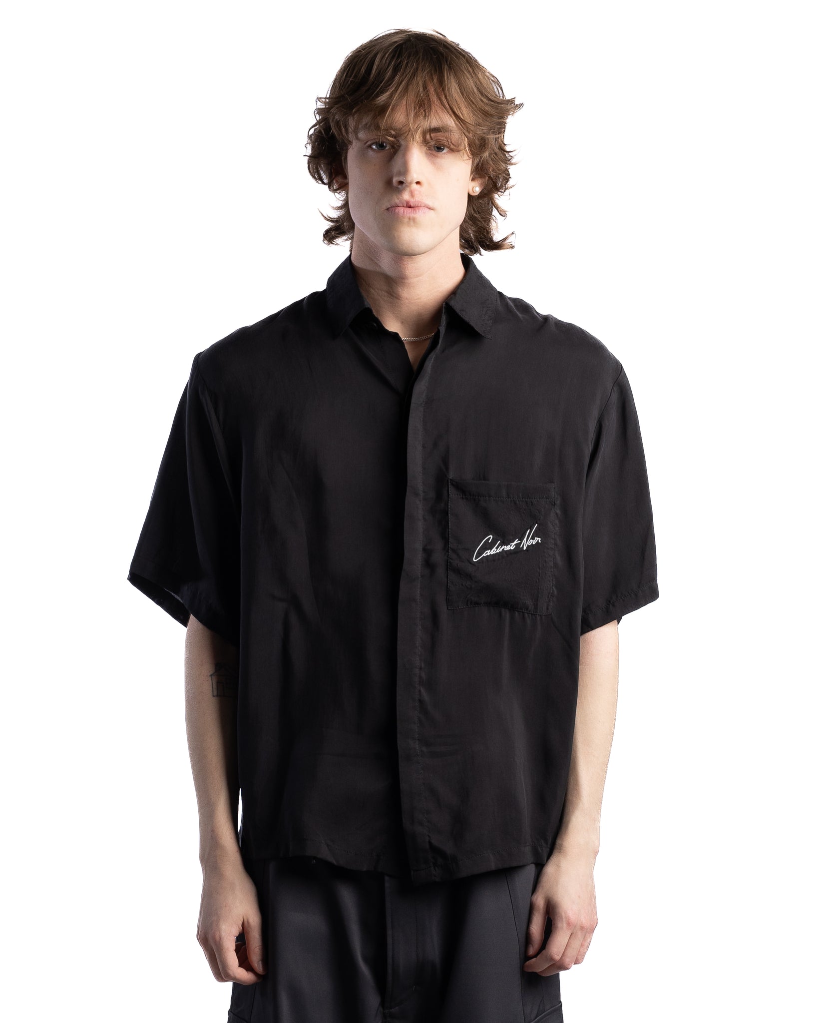 Cabinet Noir Script Logo Shirt Black