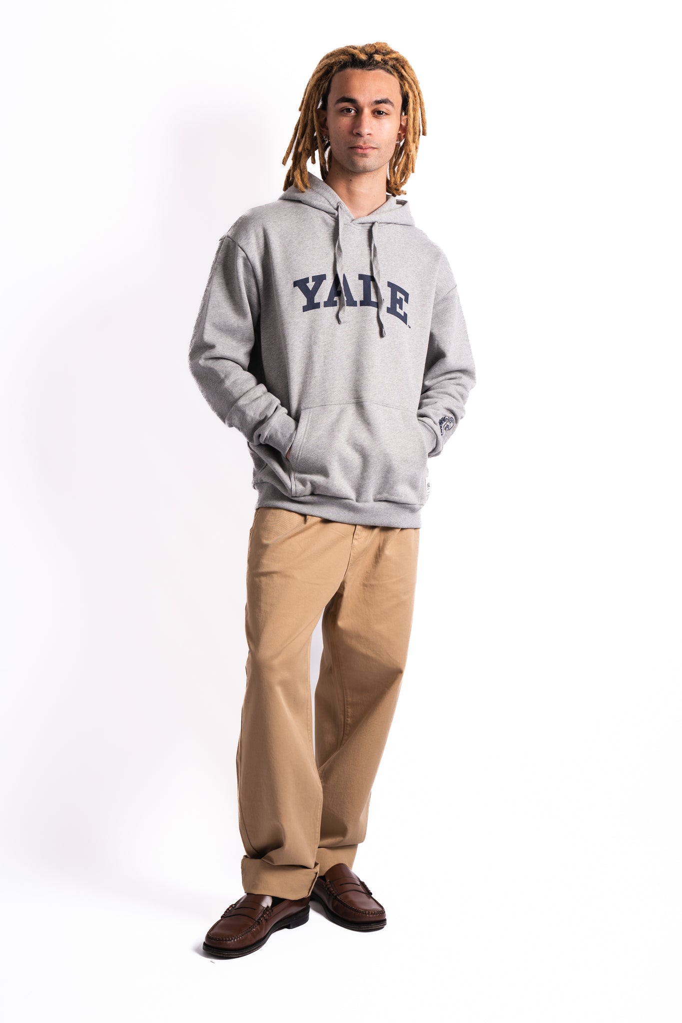 Les Deux x Yale Logo Hoodie Light Grey