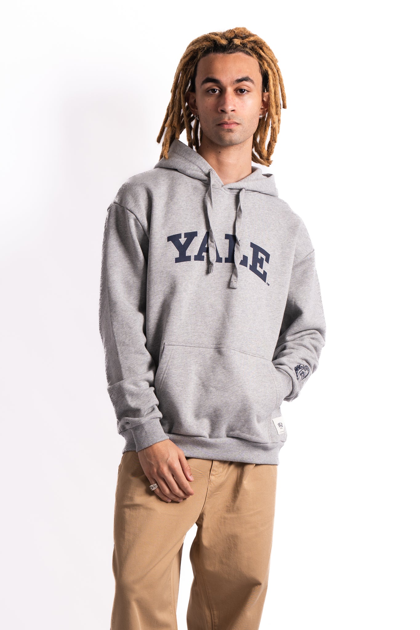 Les Deux x Yale Logo Hoodie Light Grey