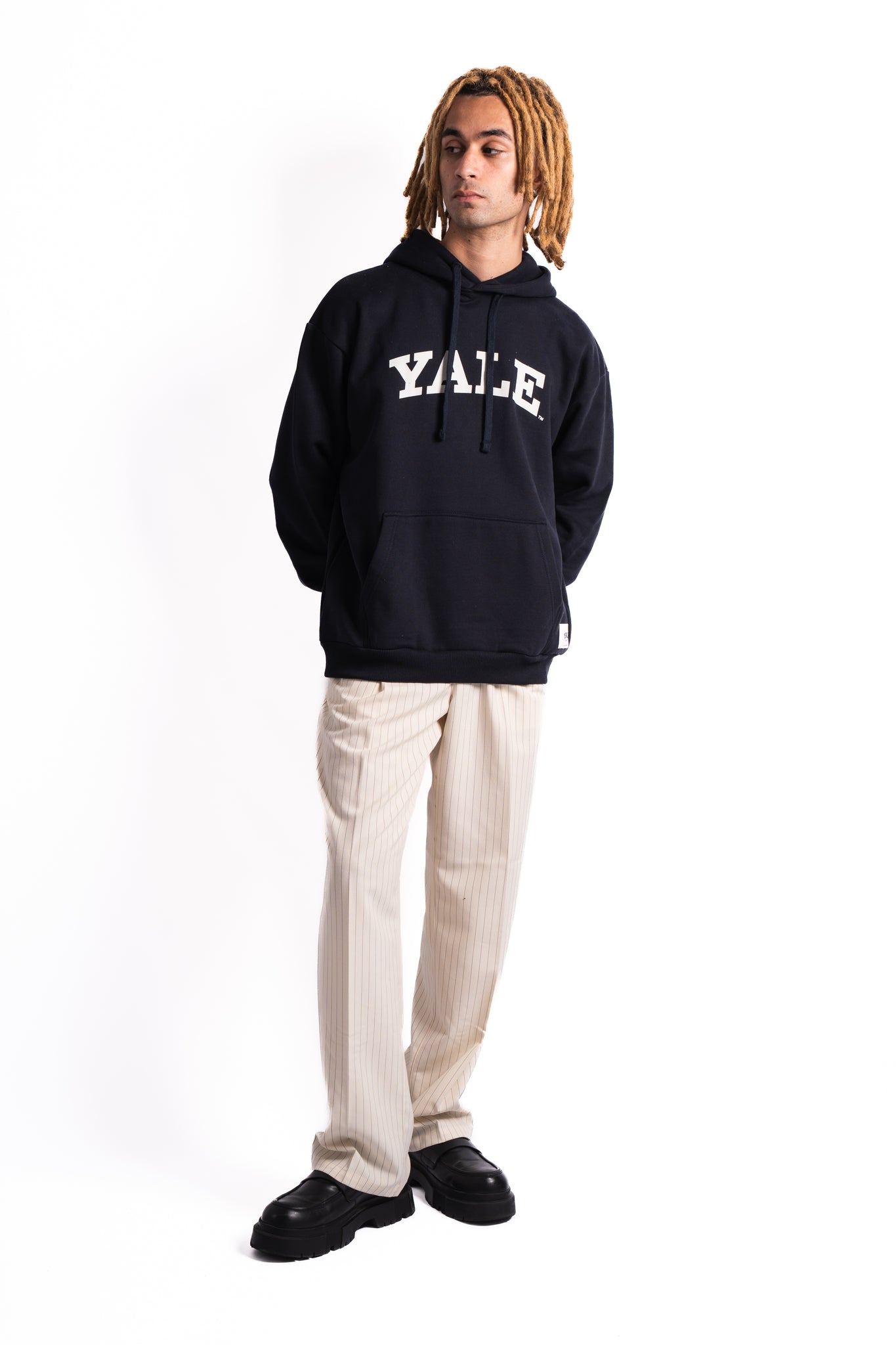 Les Deux x Yale Logo Hoodie Dark Navy