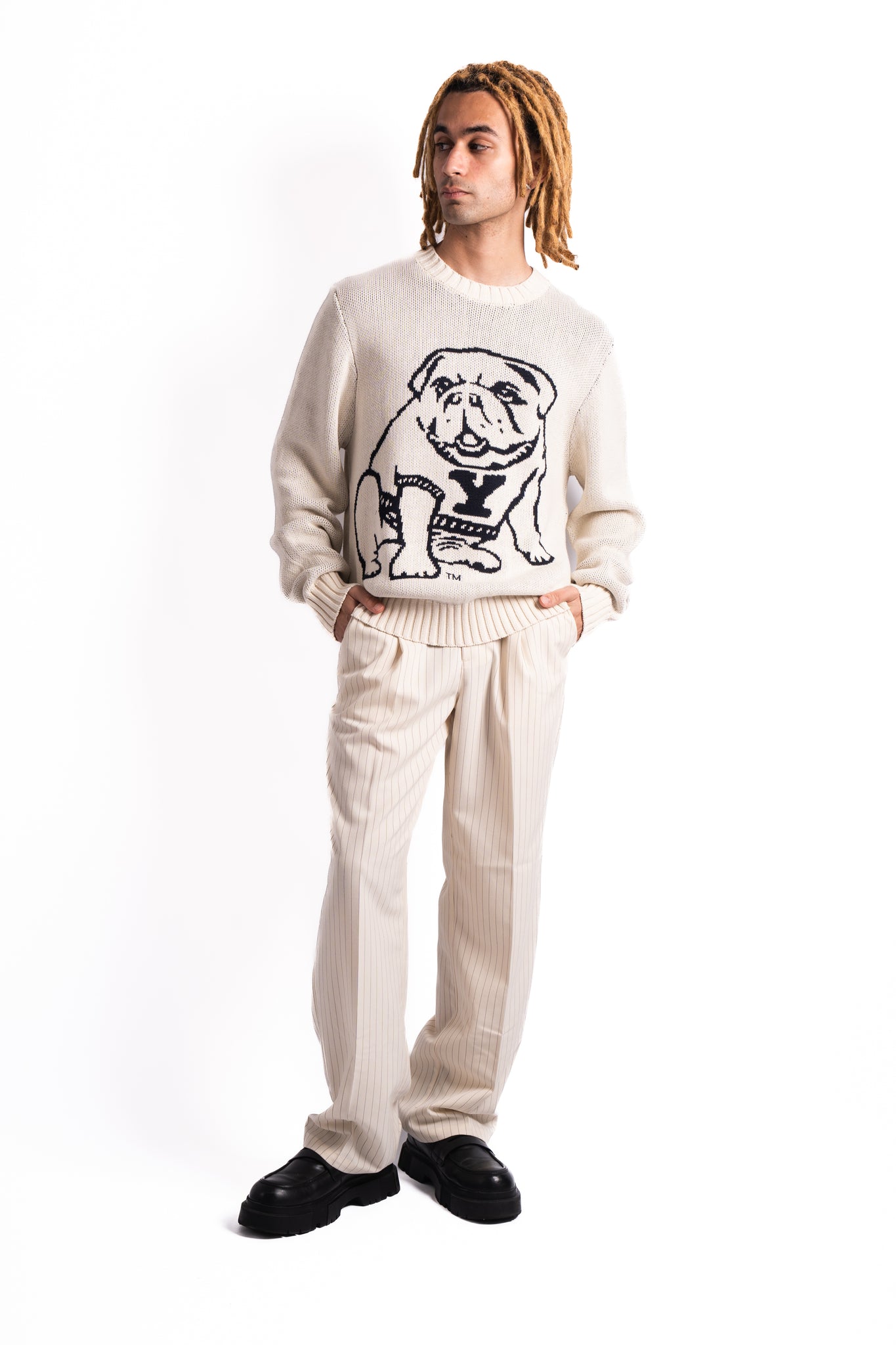 Les Deux x Yale Bulldog Cotton Knit Ivory