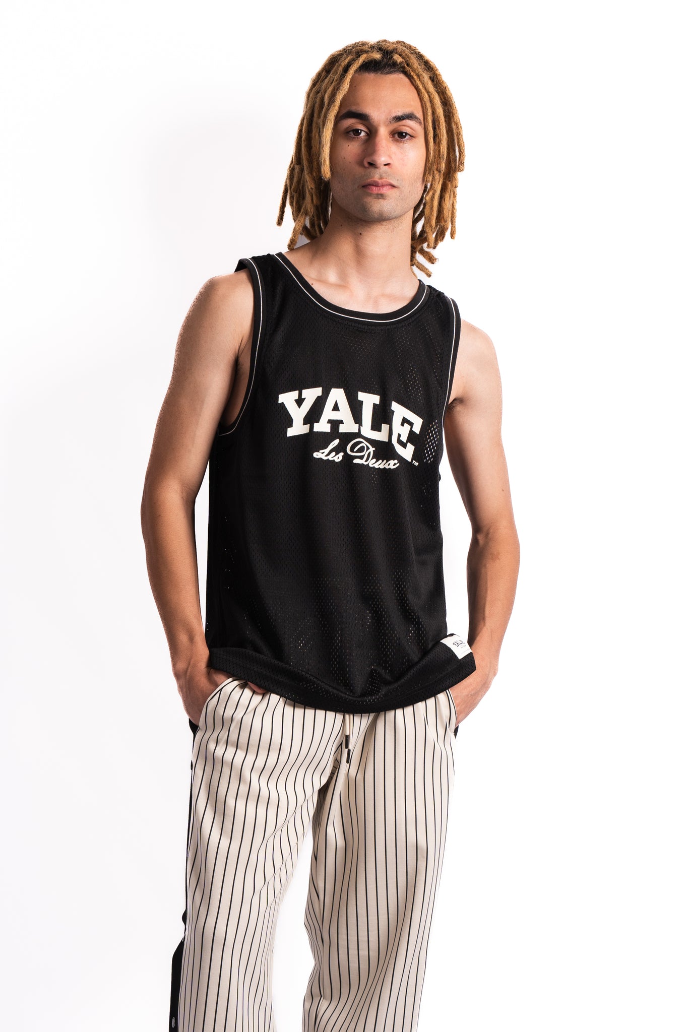 Les Deux x Yale Printed Mesh Tank Top Black