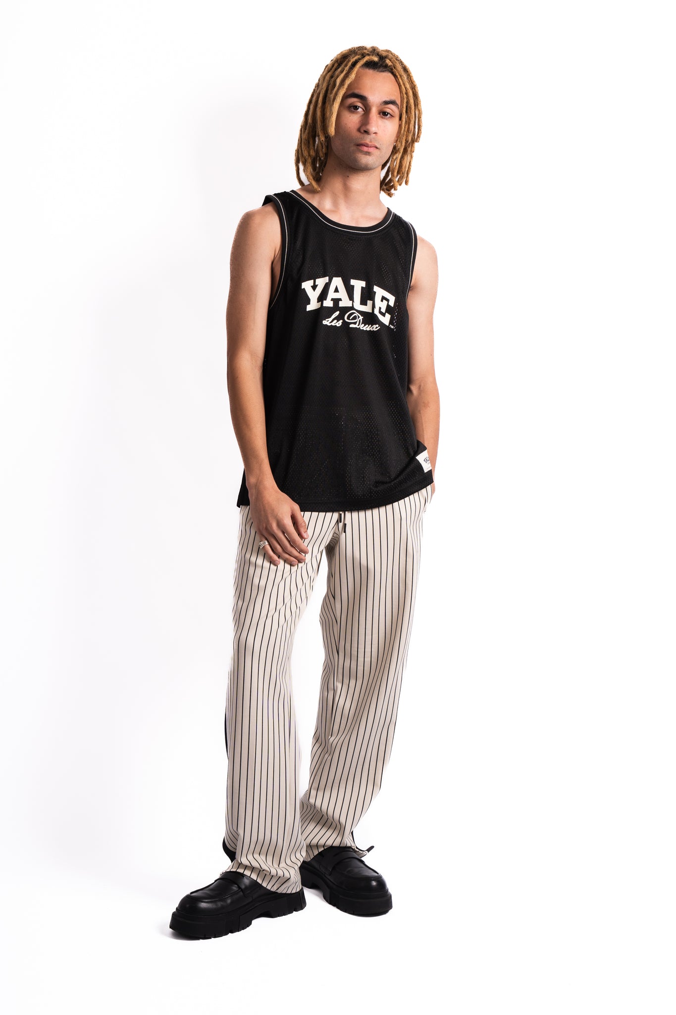 Les Deux x Yale Printed Mesh Tank Top Black