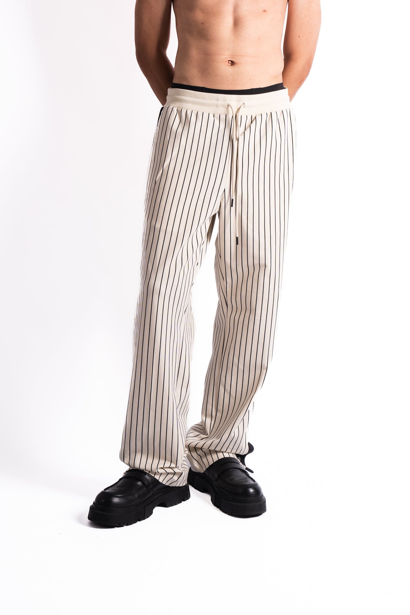 Les Deux x Yale Pressbutton Track Pants Ivory Black