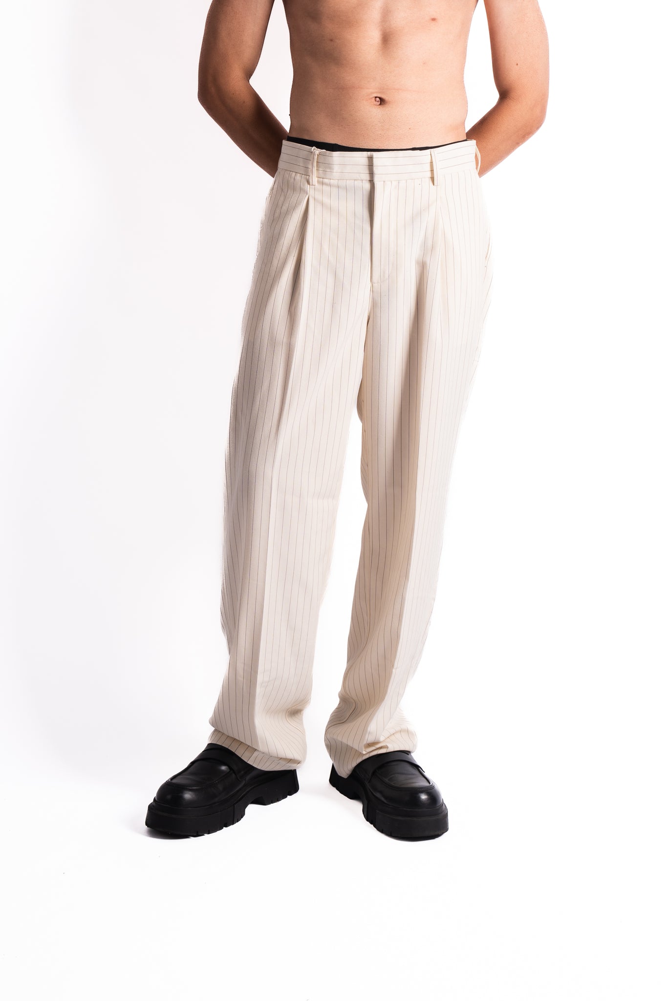 Les Deux x Yale Pleated Pinstripe Suit Pants