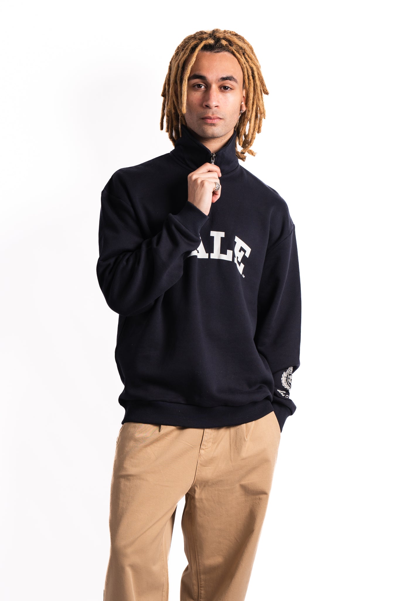 Les Deux x Yale Logo Half-Zip Sweatshirt Dark Navy