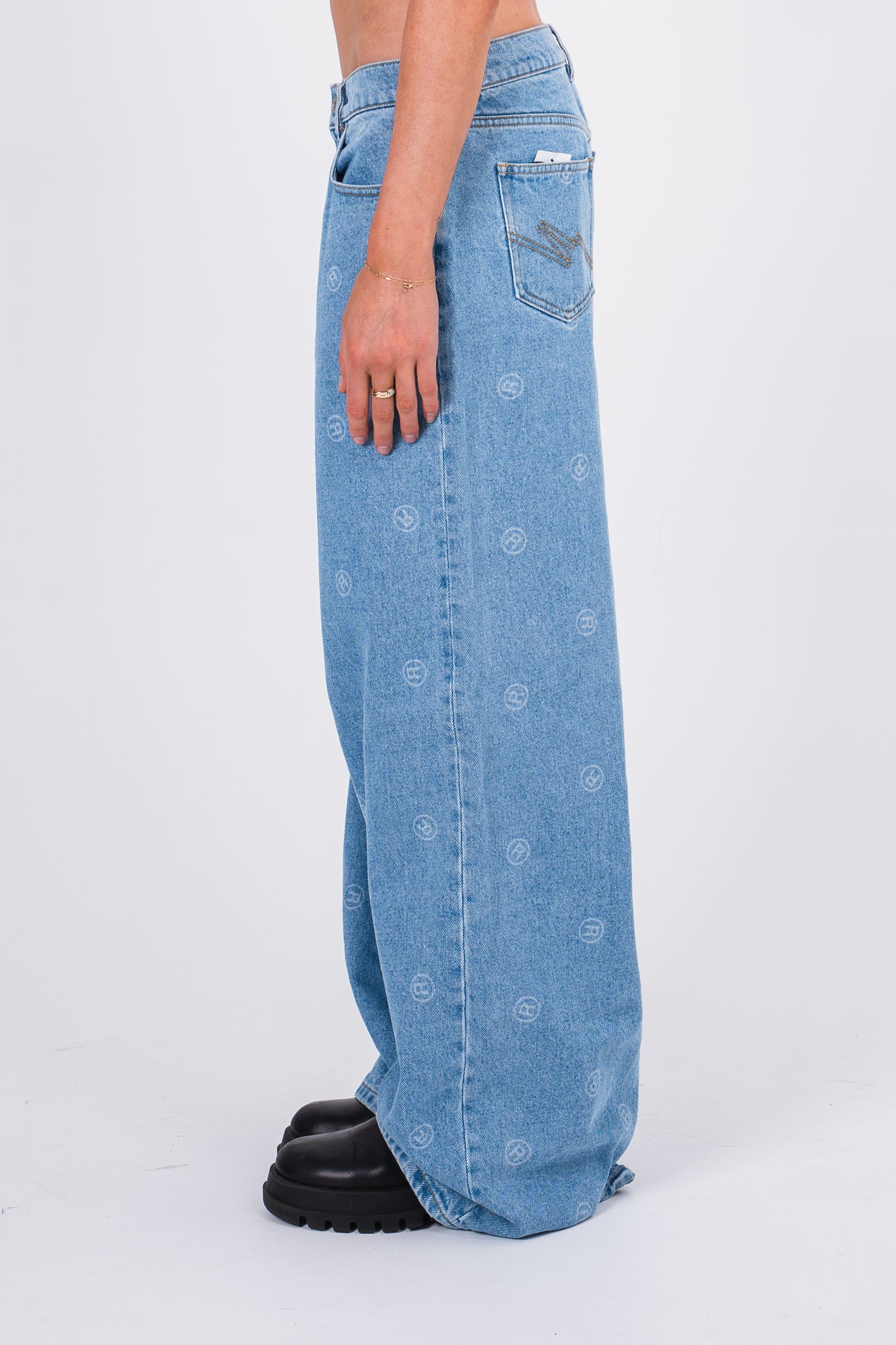 Martine Rose Extended Wide Leg Jeans Blue