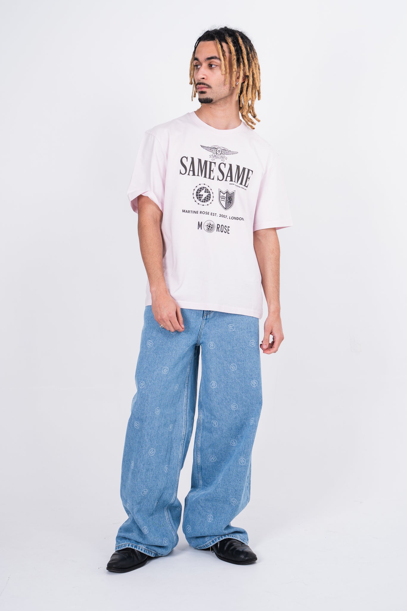 Martine Rose Extended Wide Leg Jeans Blue