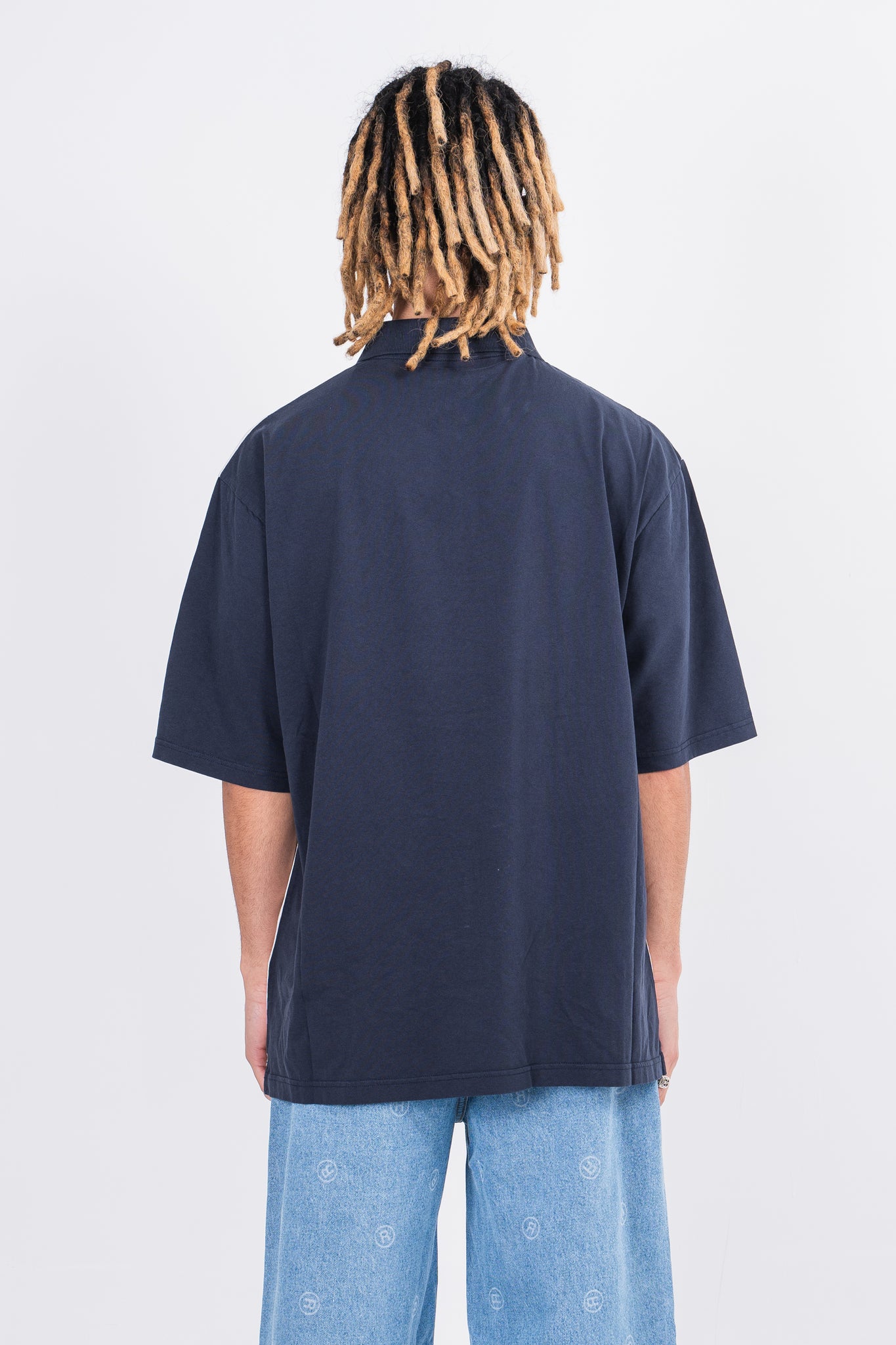 Martine Rose Oversized Panelled Polo Blue