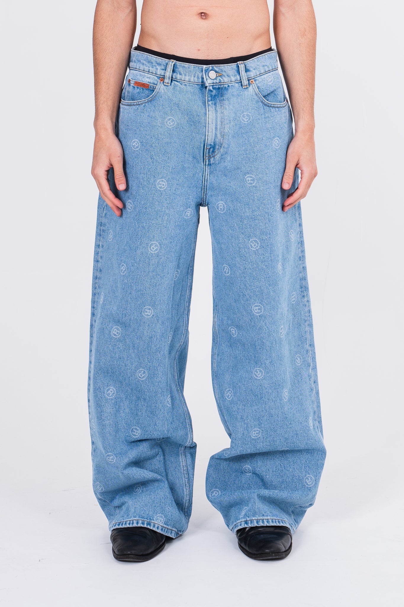 Martine Rose Extended Wide Leg Jeans Blue
