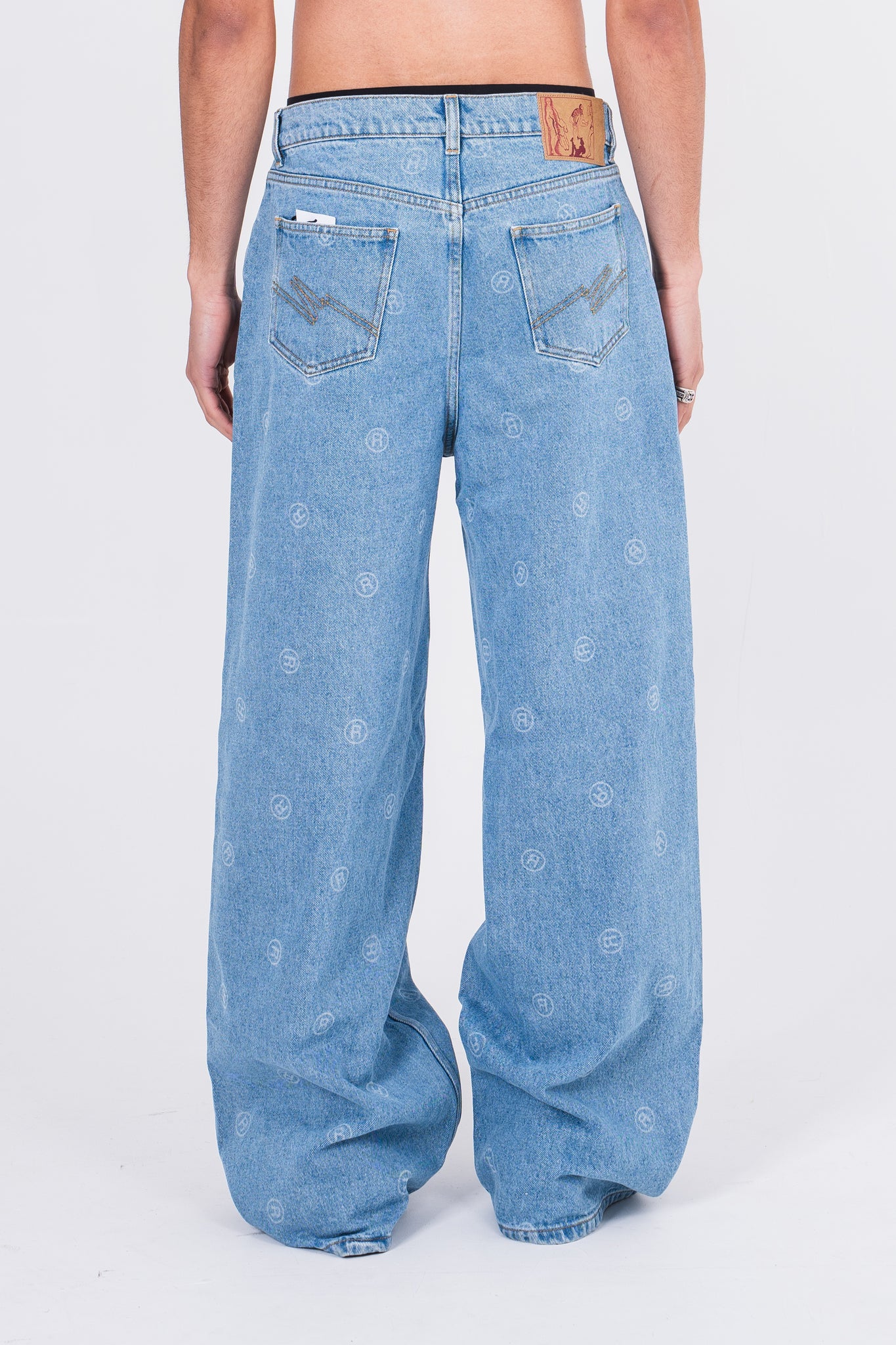 Martine Rose Extended Wide Leg Jeans Blue