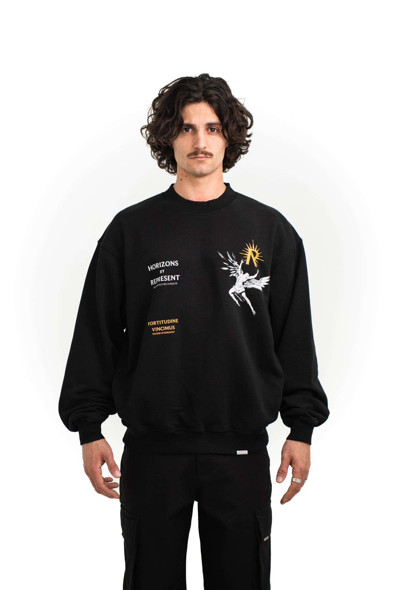 Represent Icarus Crewnecks Jet Black