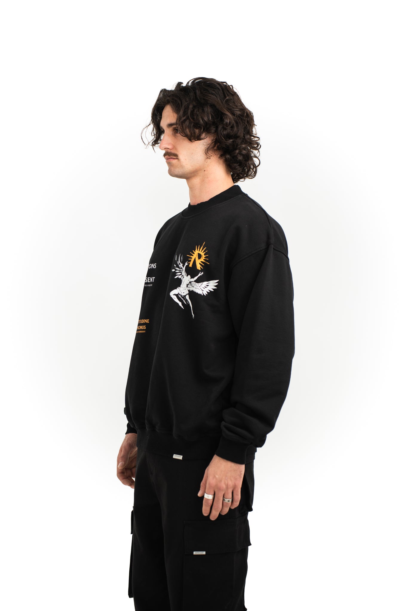 Represent Icarus Crewnecks Jet Black