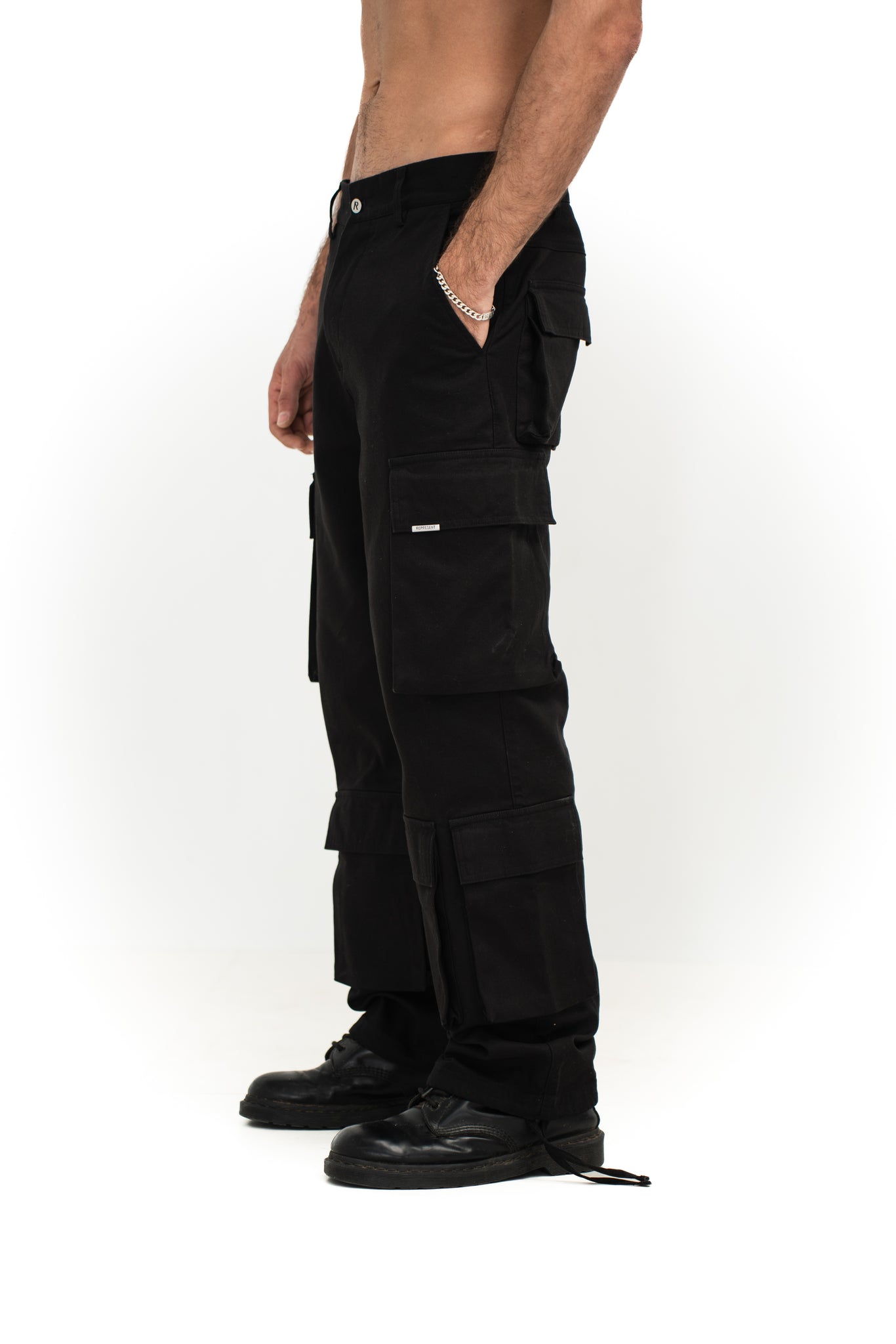 Represent Baggy Cargo Pants Black