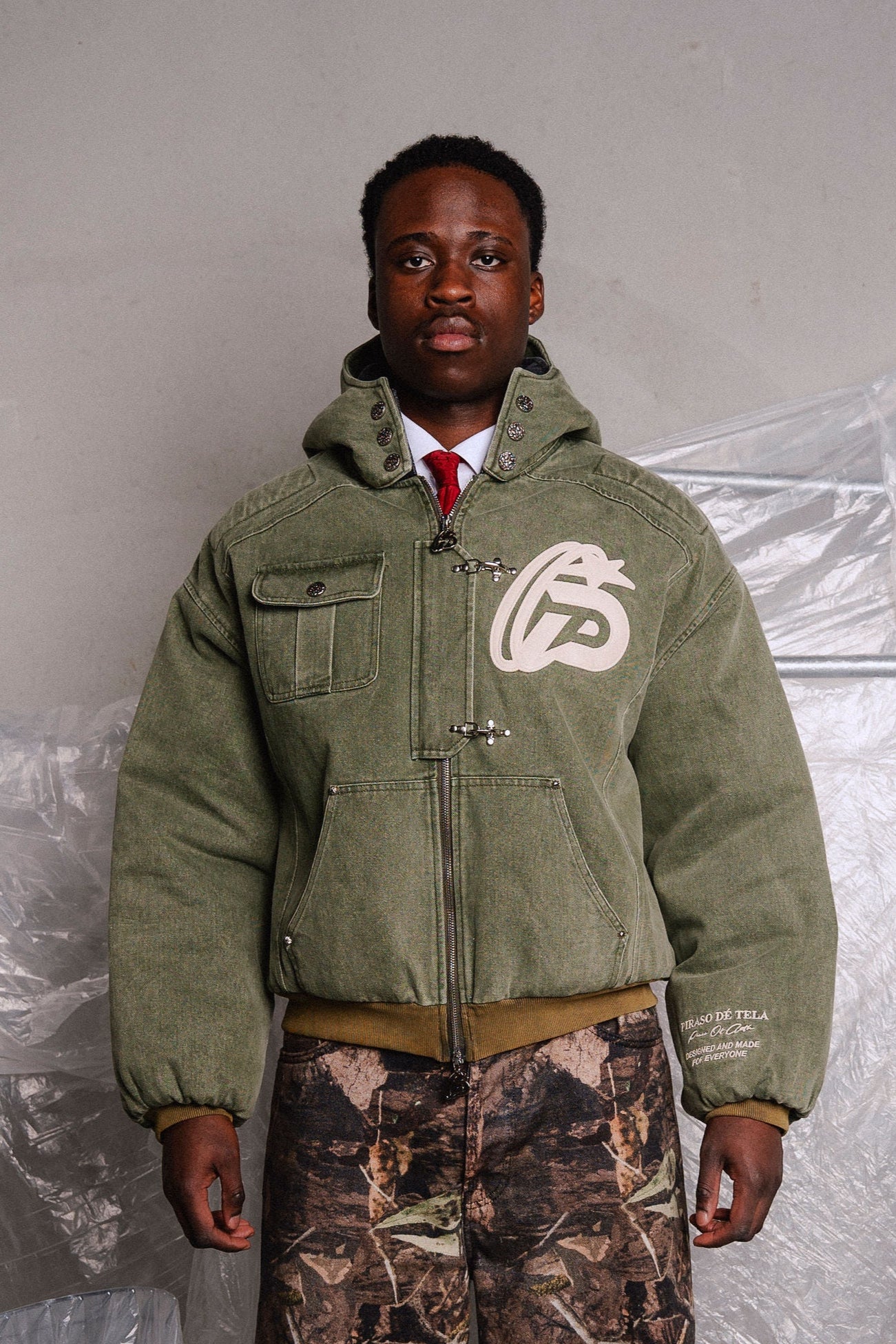 PIRASO DE TELA Buckle Denim Jacket Army Green