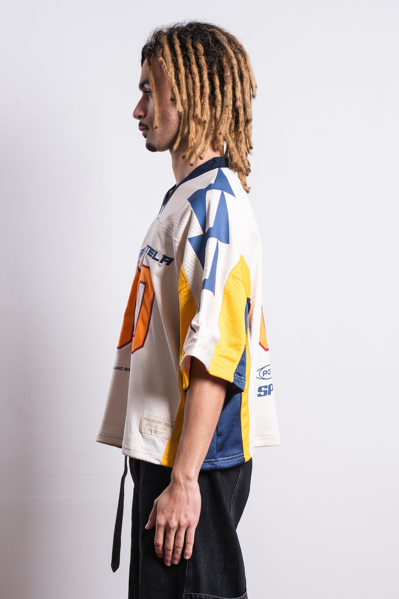 PIRASO DE TELA Cropped Sports Division Jersey Beige/Navy