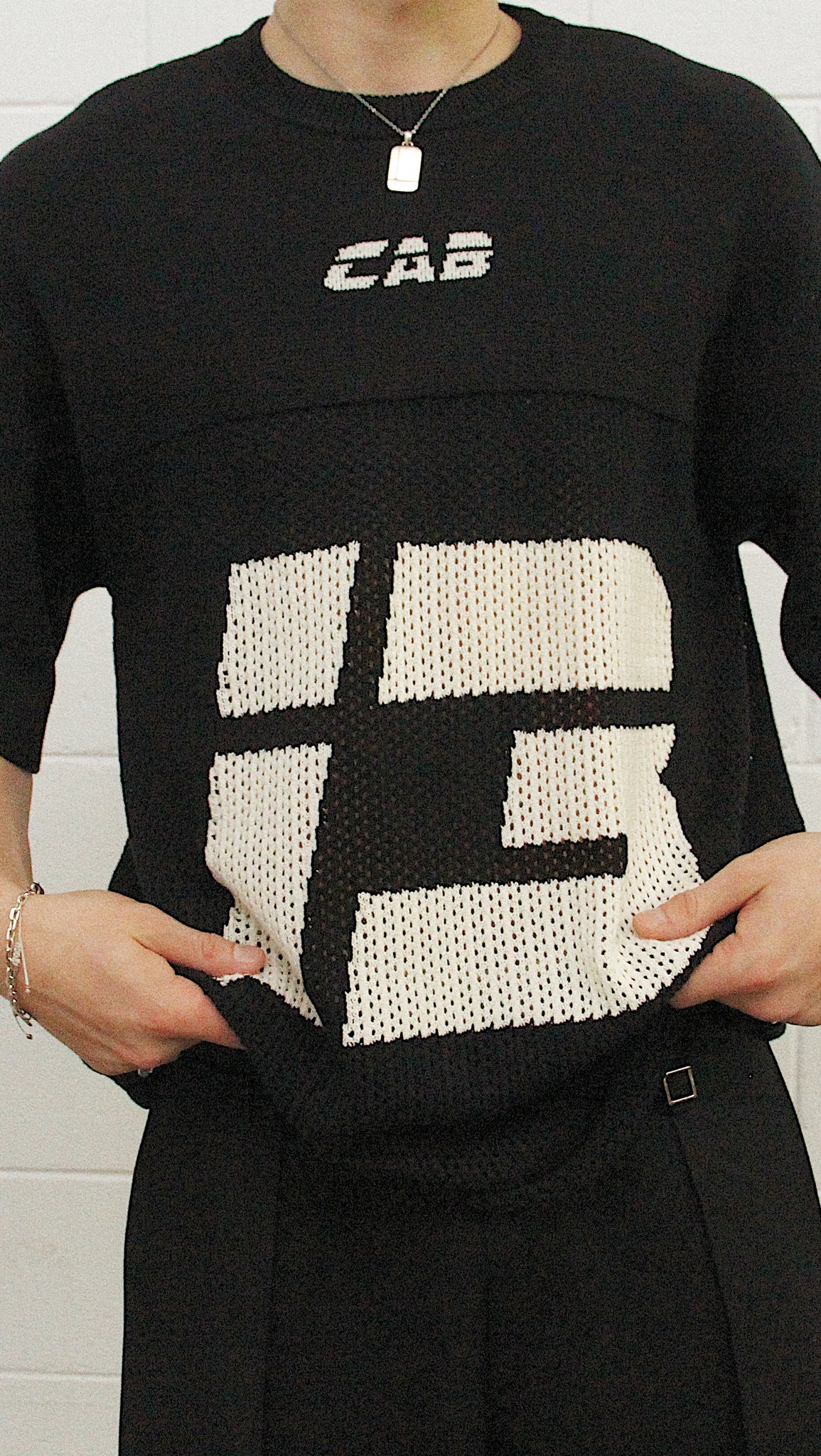 Cabinet Noir Sci-Fi Logo Mesh Knit Tee Black