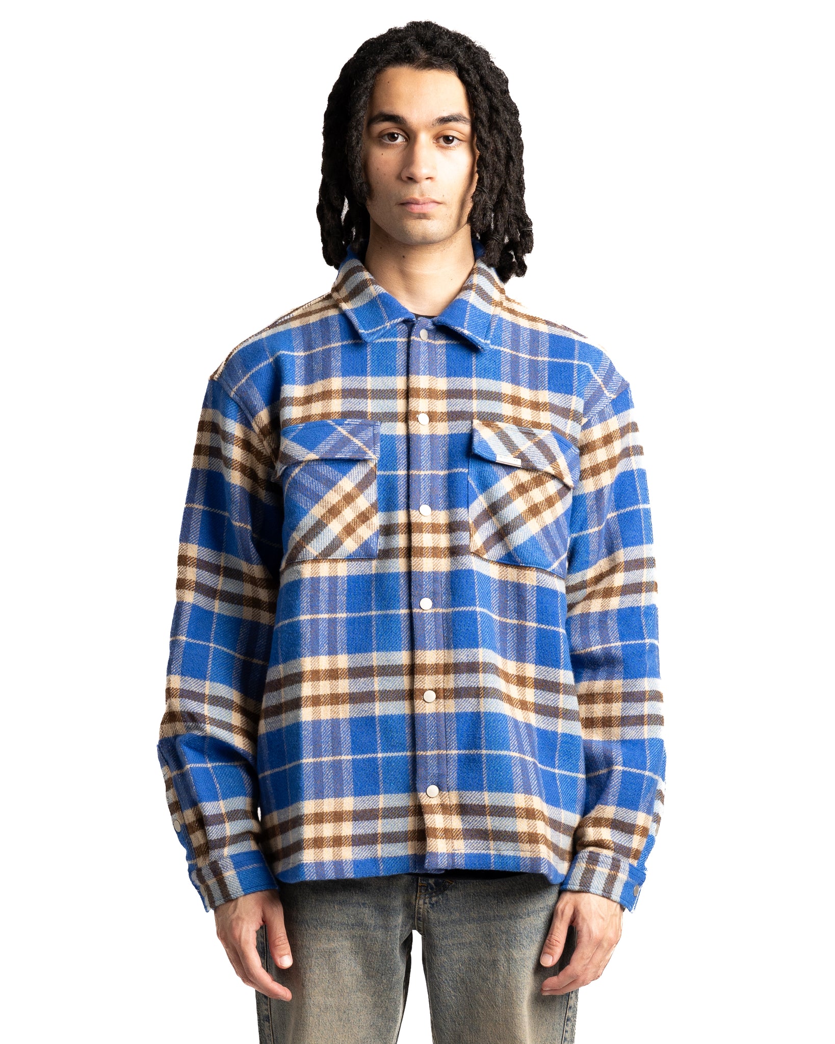 Represent Initial Print Flannel Shirt Cobalt