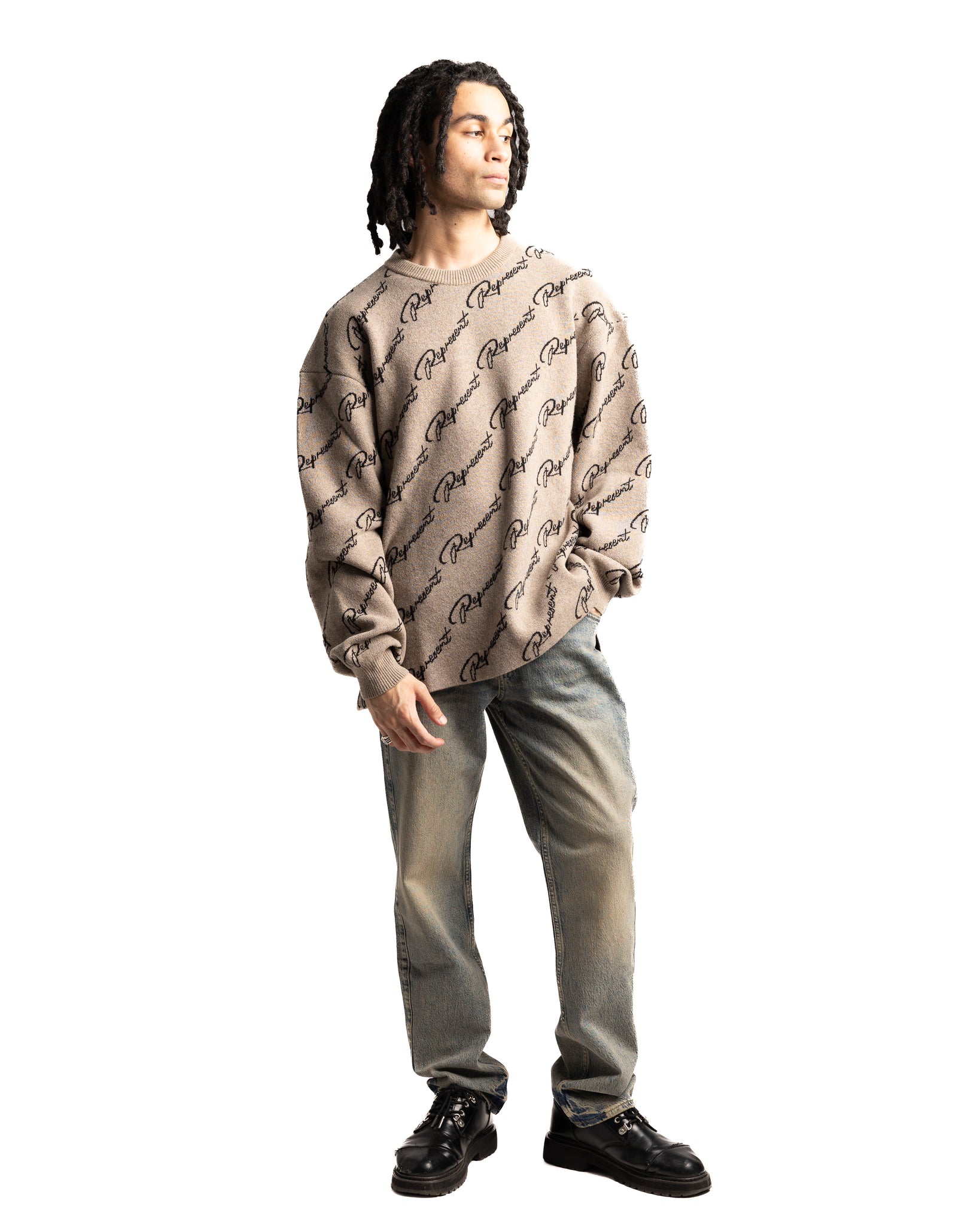 Represent Jaquard Merino Wool Sweater Hazel