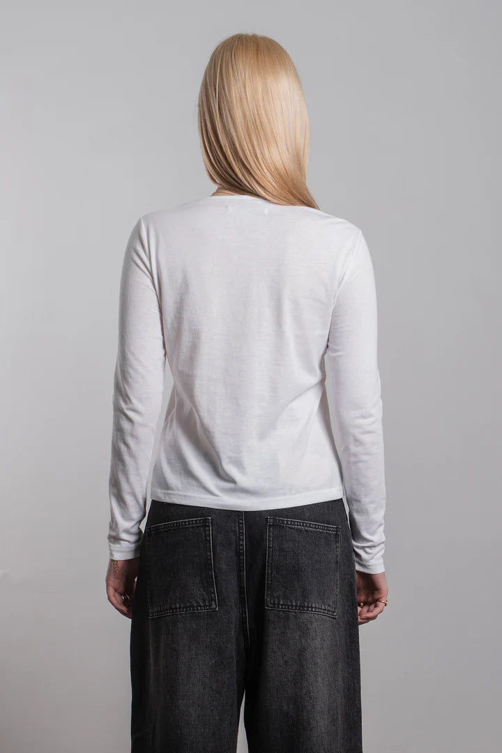 Ricca Long Sleeve Henley Tee White