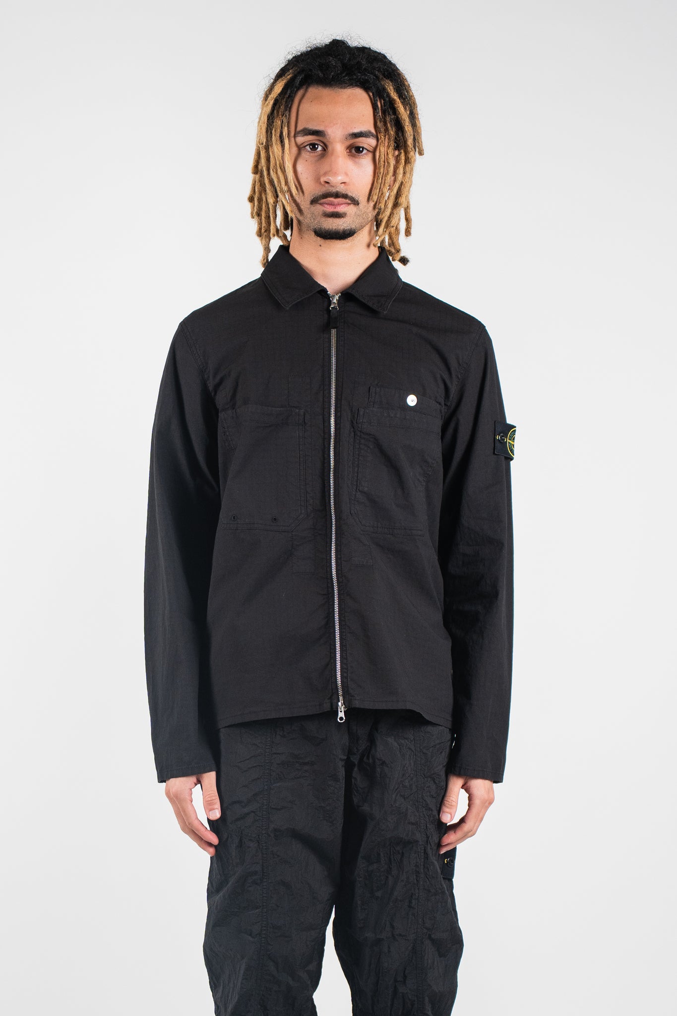 Stone Island 12000-12-S0063 Ripstop Overshirt Black