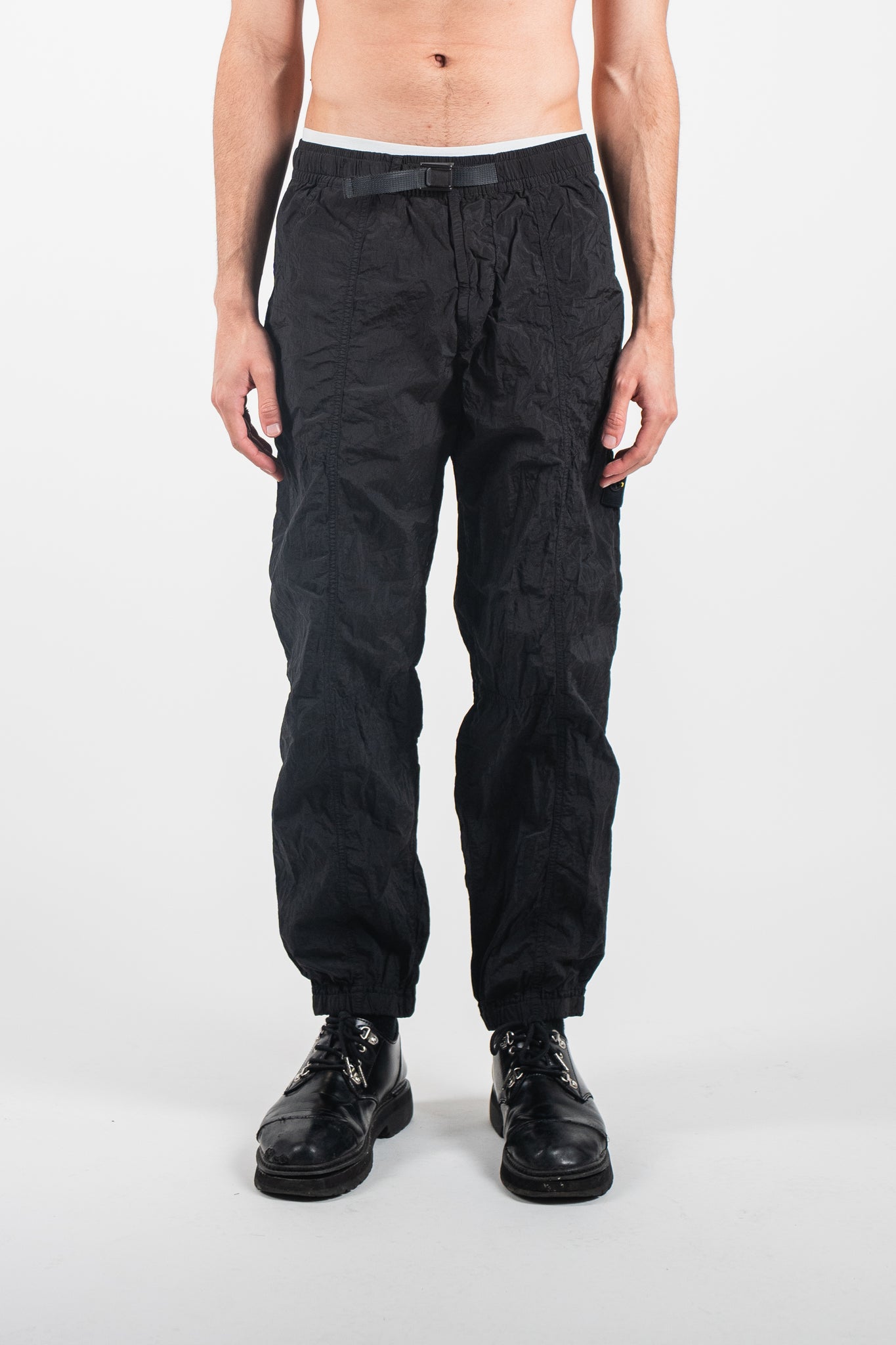 Stone Island 3100-32-S0019 Nylon Cargo Trousers Black