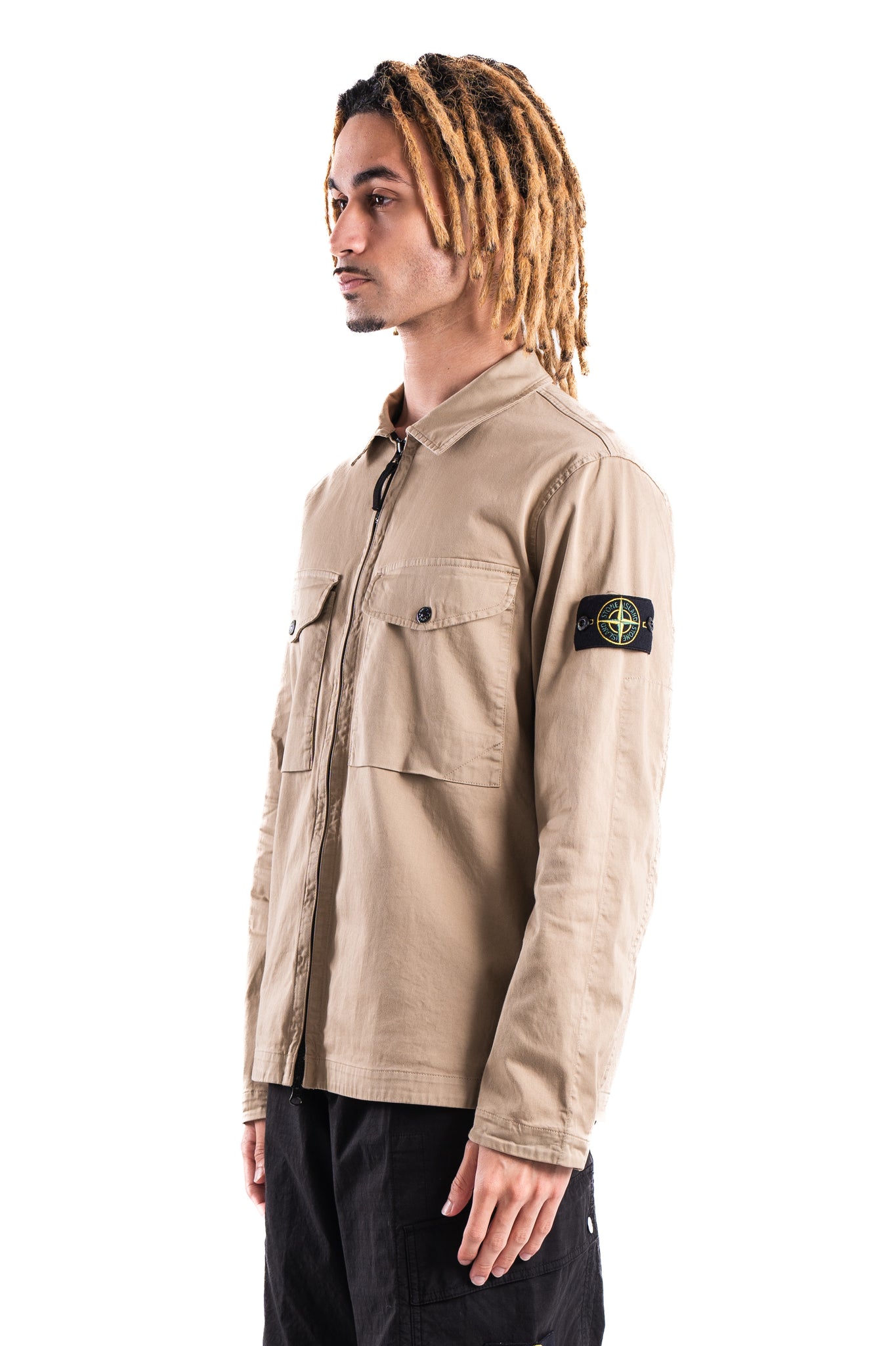 Stone Island 1200128 Organic Stretch Cotton Overshirt Biscuit